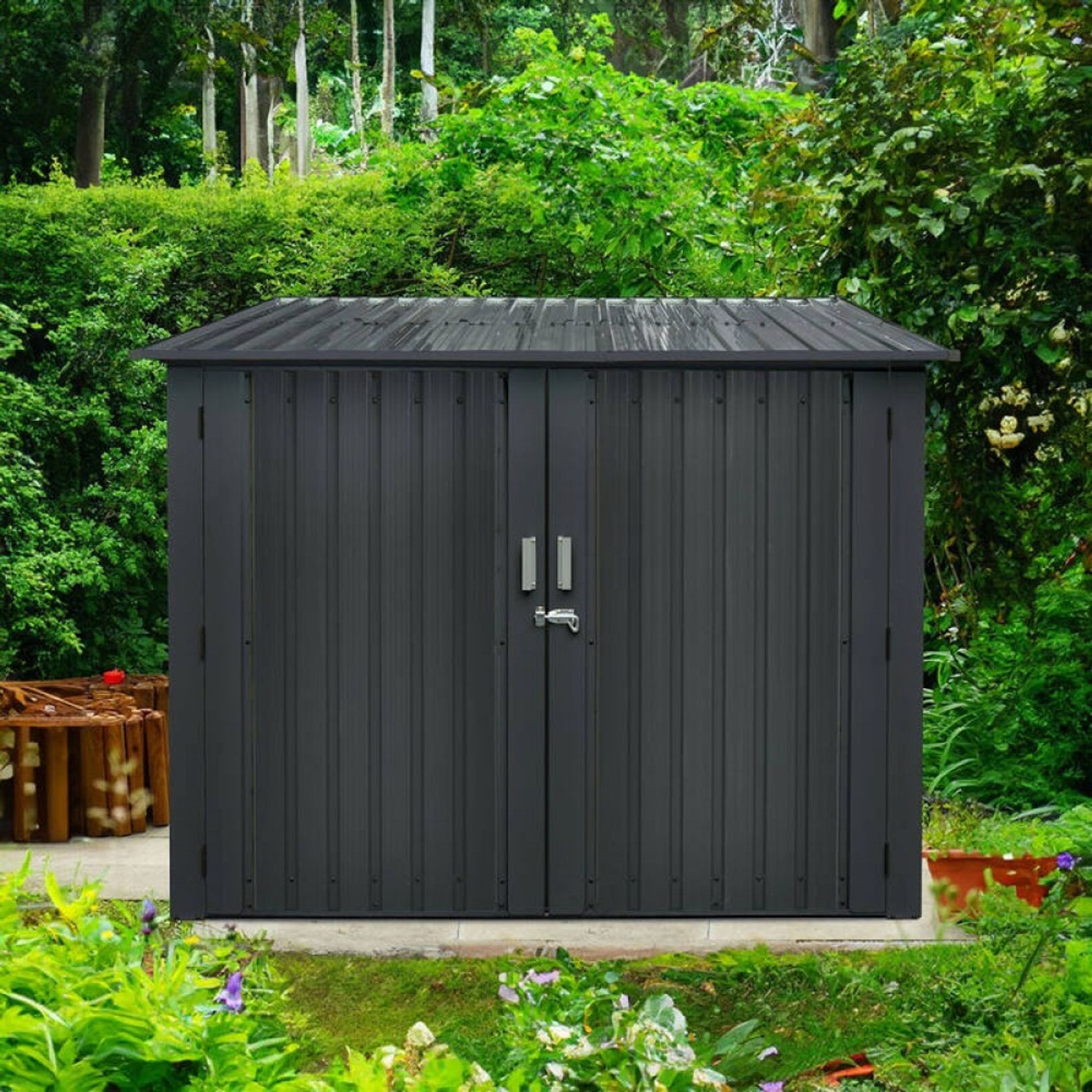 Bike Shed Garden Storage Box | Grey gallery detail image