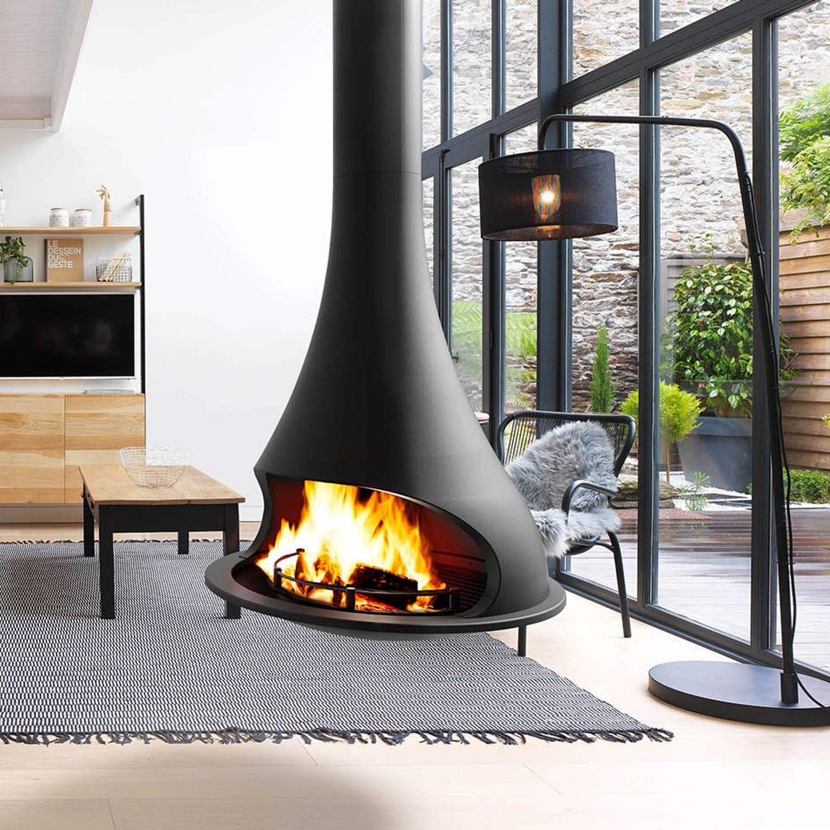 JC Bordelet Tatiana 997 - Suspended Wood Fireplace gallery detail image