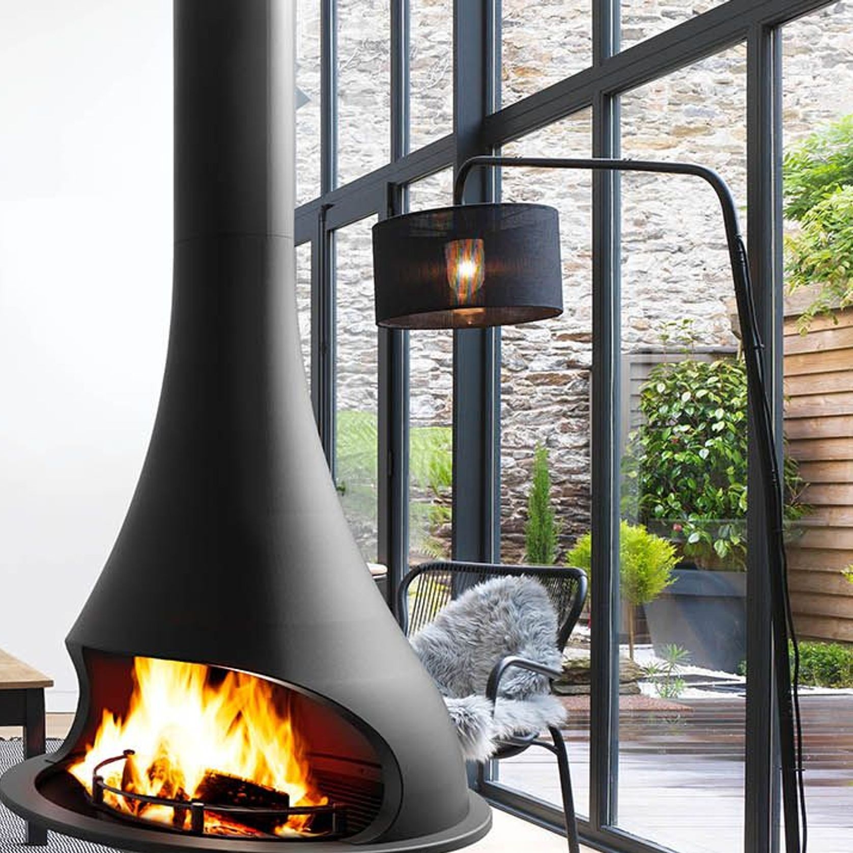 JC Bordelet Tatiana 997 - Suspended Wood Fireplace gallery detail image