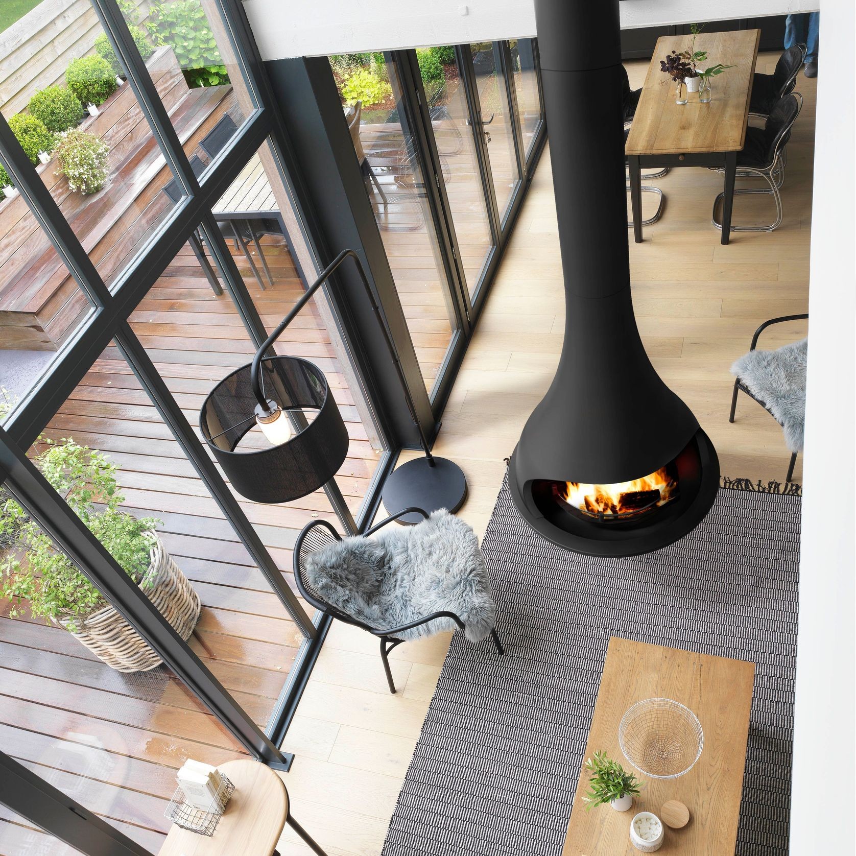JC Bordelet Tatiana 997 - Suspended Wood Fireplace gallery detail image