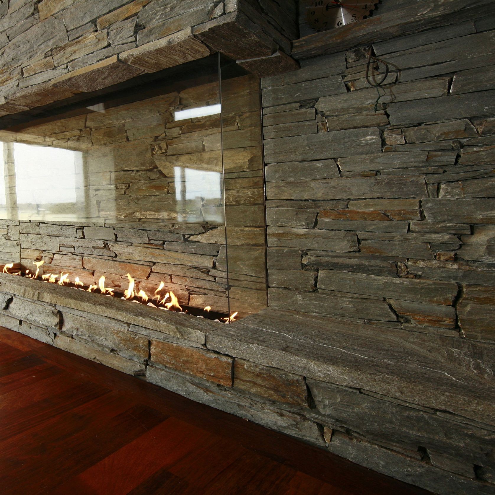 Custom Living Flame Asymmetrical Fireplace gallery detail image