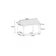Cedar Wood Patio Gazebo with Black Hard Top Roof gallery detail image