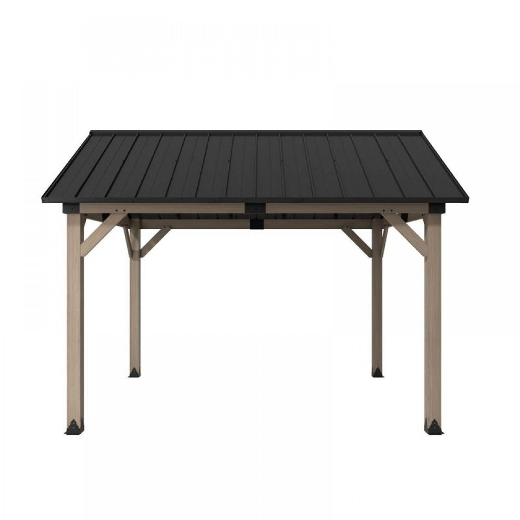 Cedar Wood Patio Gazebo with Black Hard Top Roof gallery detail image