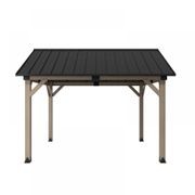 Cedar Wood Patio Gazebo with Black Hard Top Roof gallery detail image