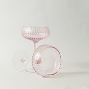 Ribbed Champagne Coupe- Set 4 Blush gallery detail image