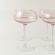 Ribbed Champagne Coupe- Set 4 Blush gallery detail image