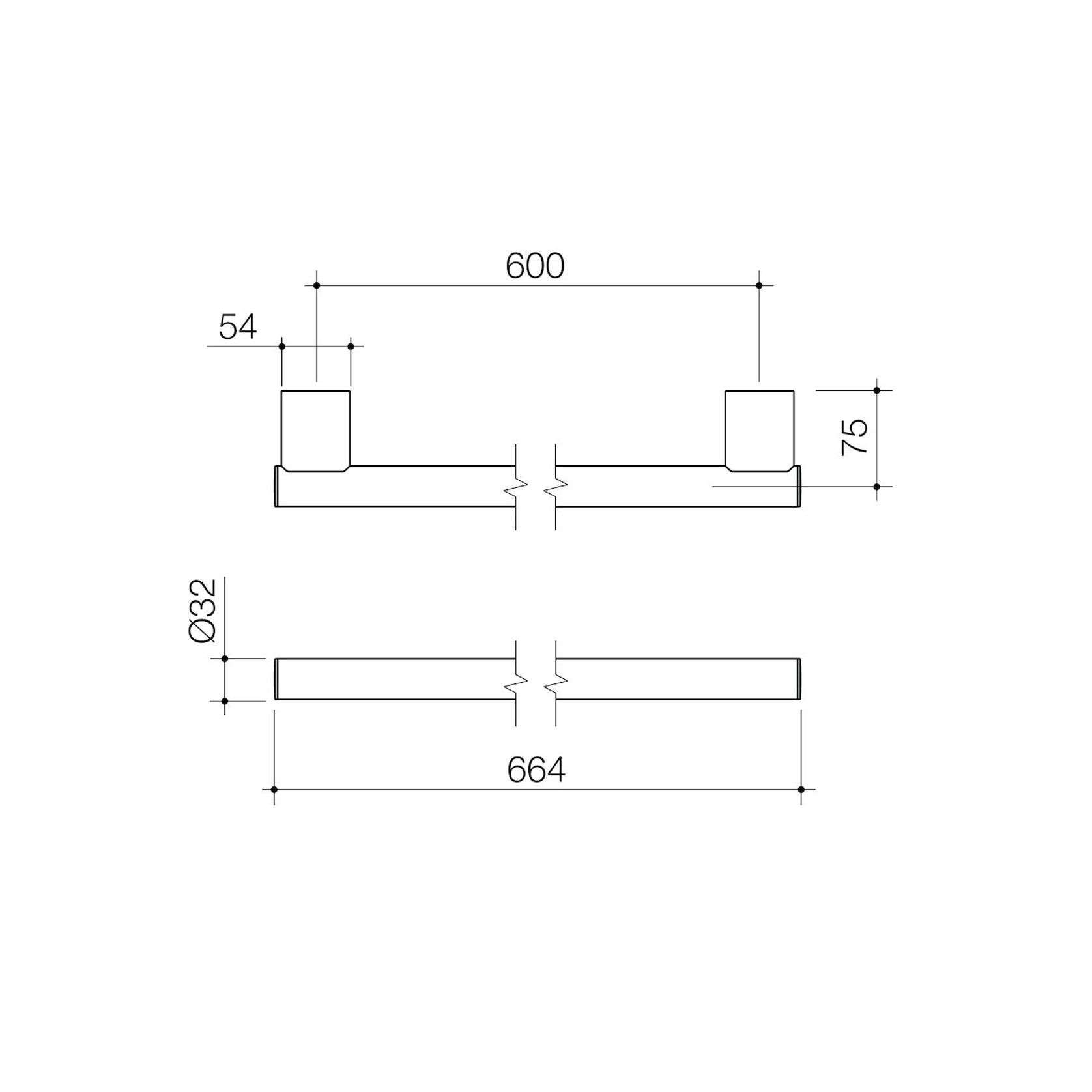 Opal Support Rail 600mm Straight gallery detail image