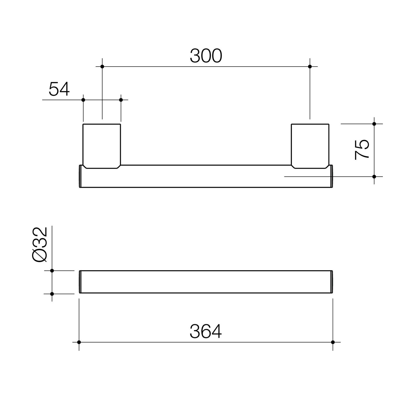 Opal Support Rail 300mm Straight gallery detail image
