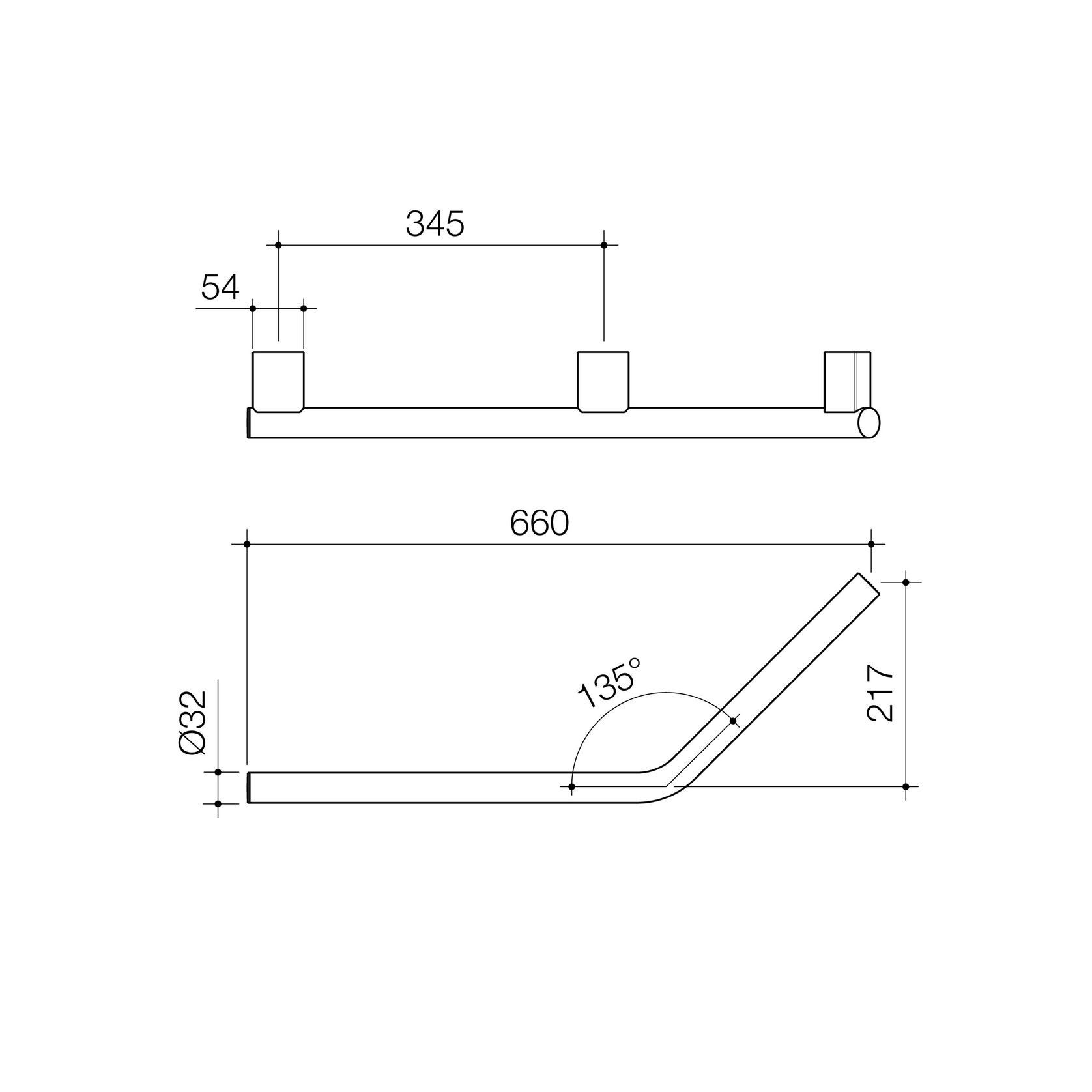 Opal Support Rail 135 Degree Left Handed gallery detail image