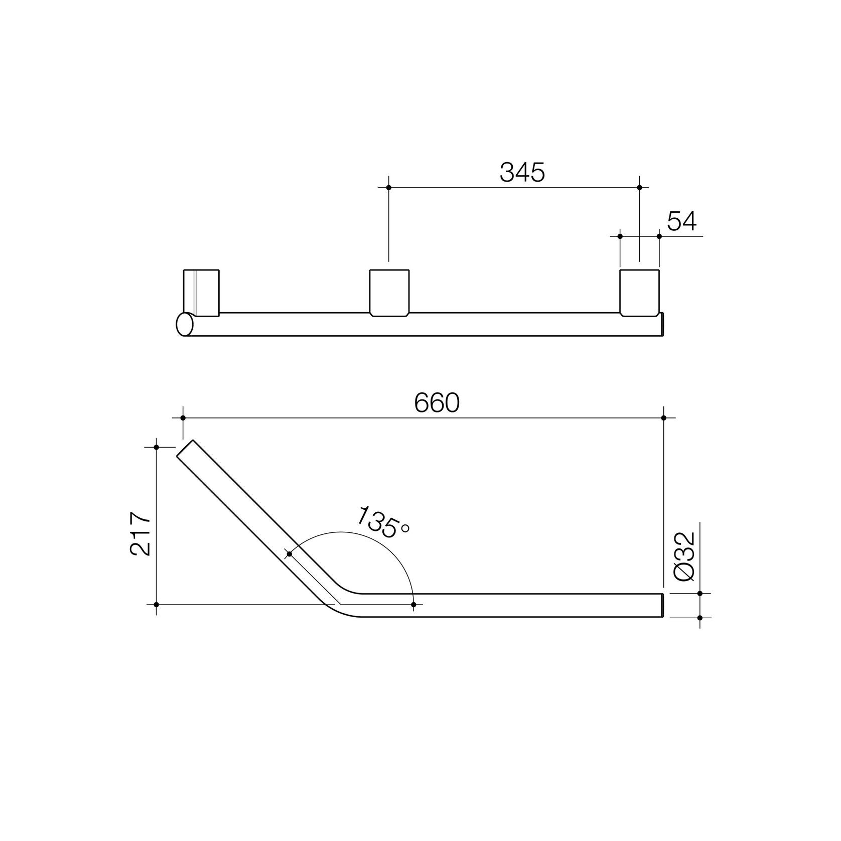 Opal Support Rail 135 Degree Right Handed gallery detail image