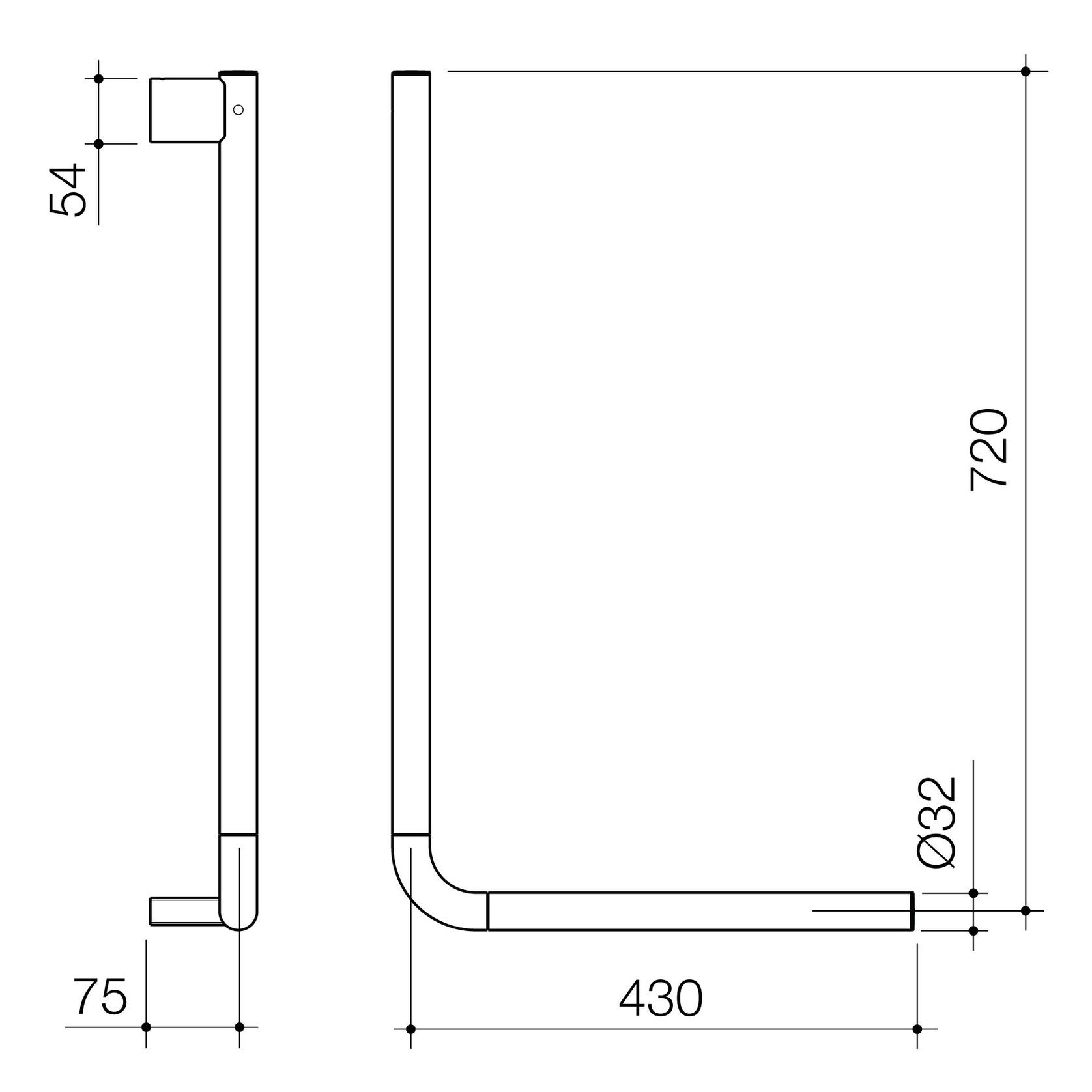Opal Support Rail 90 Degree Angled gallery detail image