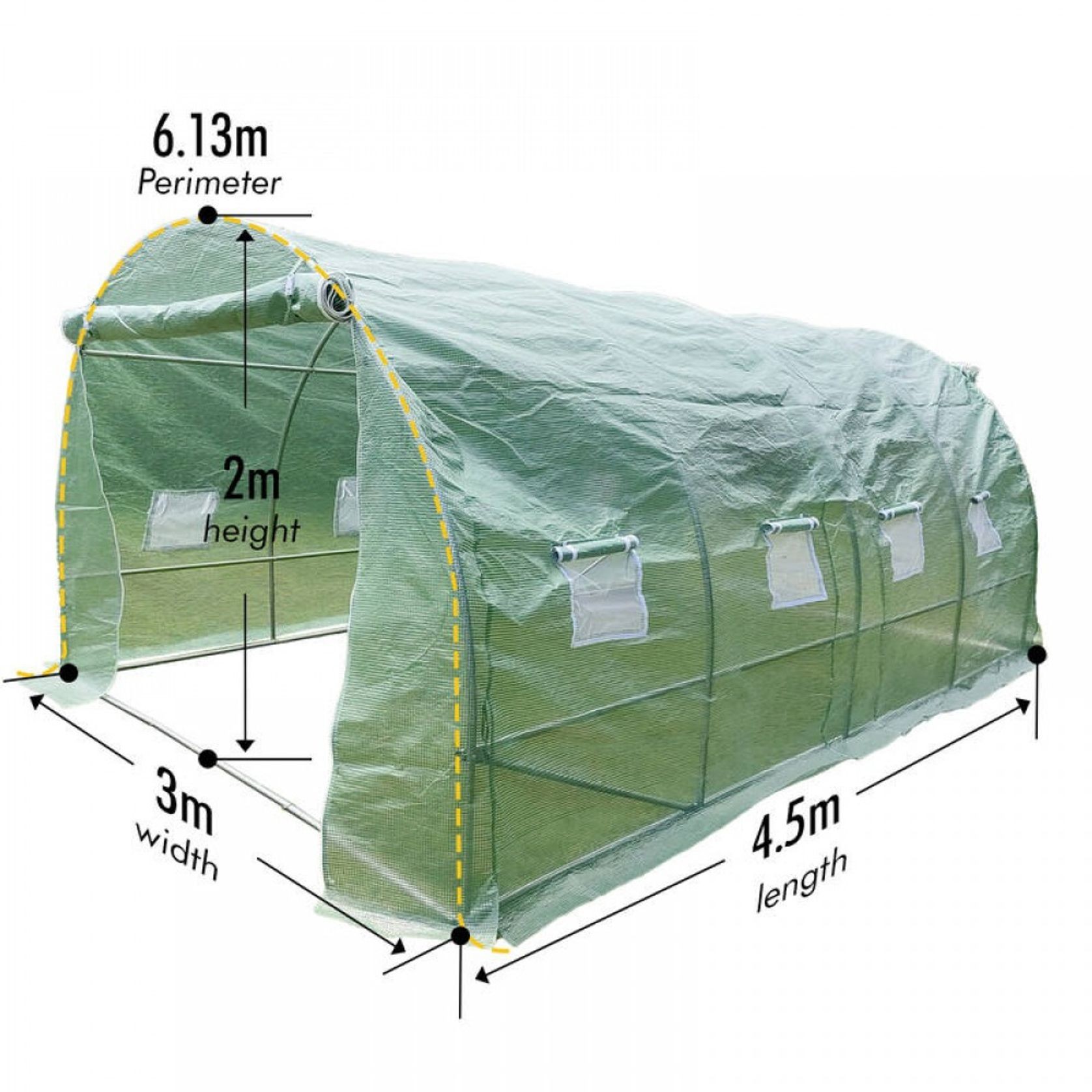 Strong Tunnel Greenhouse Galvanised Frame | 4.5m gallery detail image