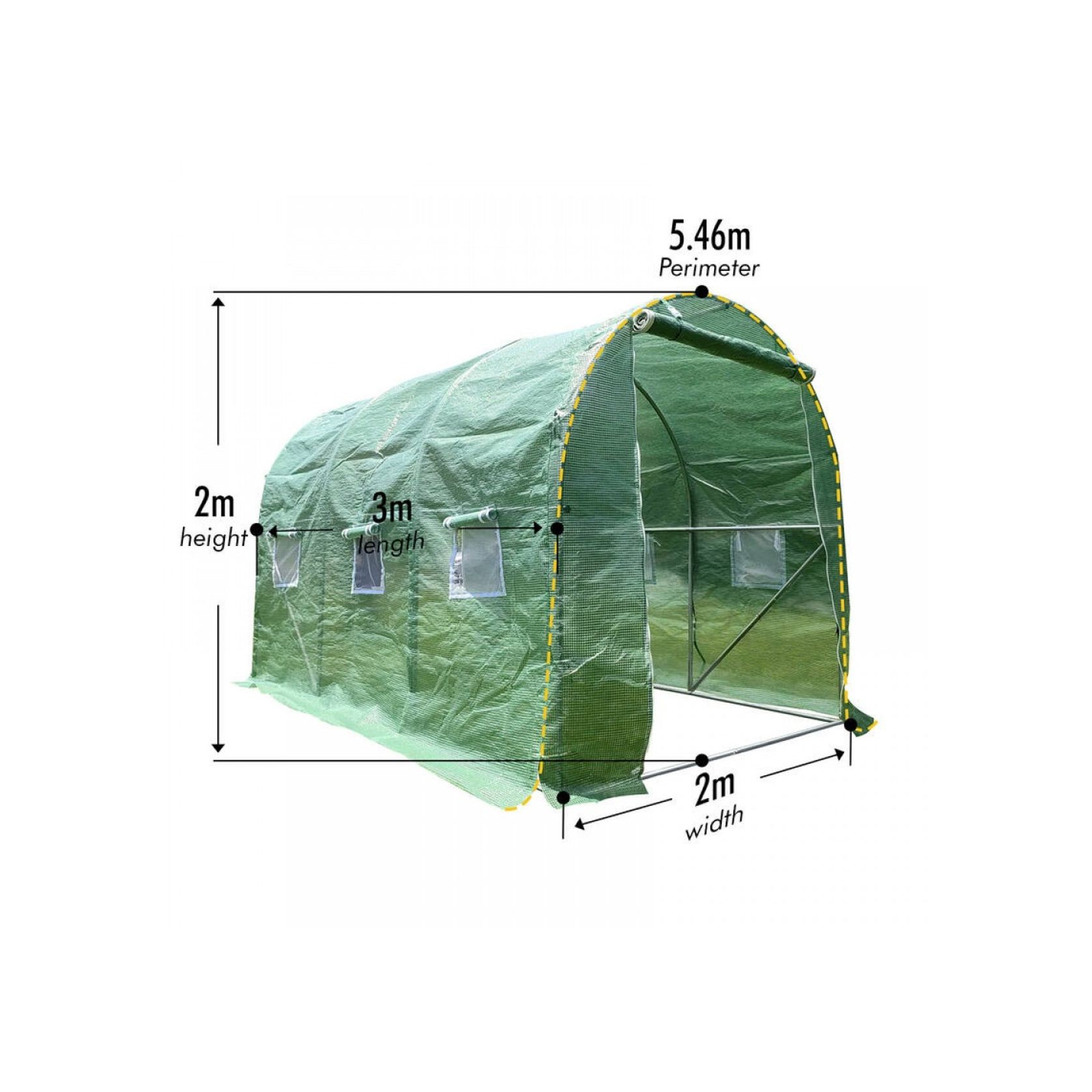 Strong Tunnel Greenhouse Galvanised Frame Side Open | 3m gallery detail image