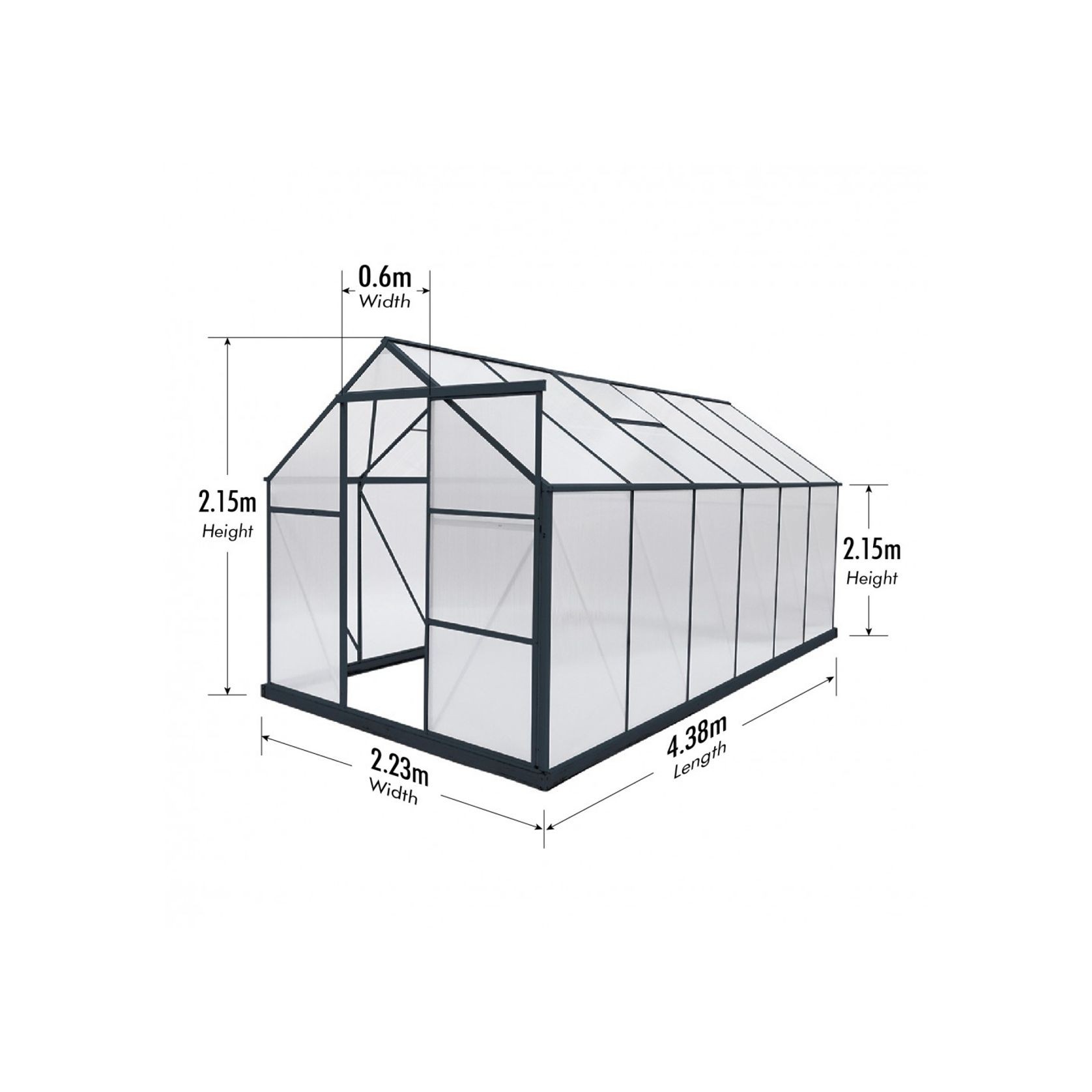 Greenhouse 6mm Twin Wall 2230 x 4380 x 2150mm gallery detail image