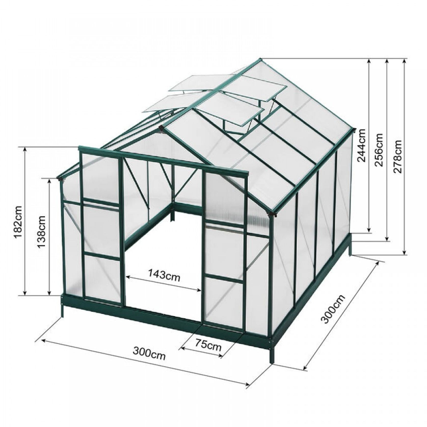 Ultimate Greenhouse 6mm Twin Wall 3000 x 3000mm gallery detail image