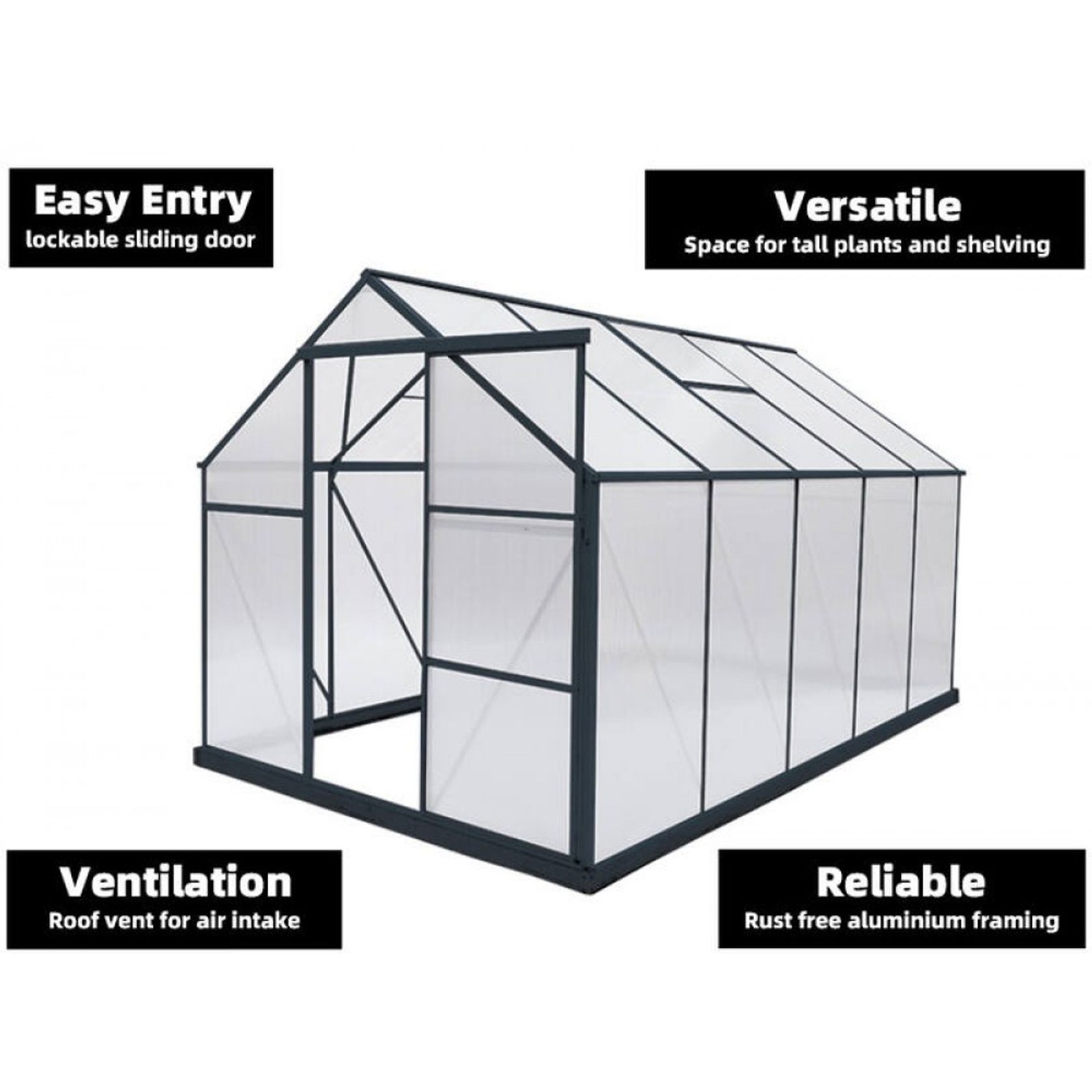 Greenhouse 6mm Twin Wall 2230 x 3660 x 2150mm gallery detail image