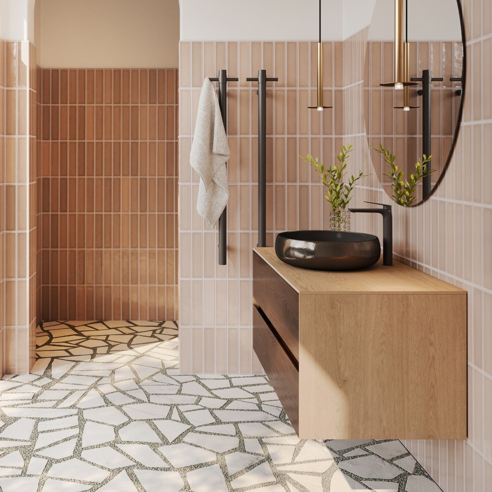 Venice Heated Towel Rail and Ladder | Stainless Steel gallery detail image