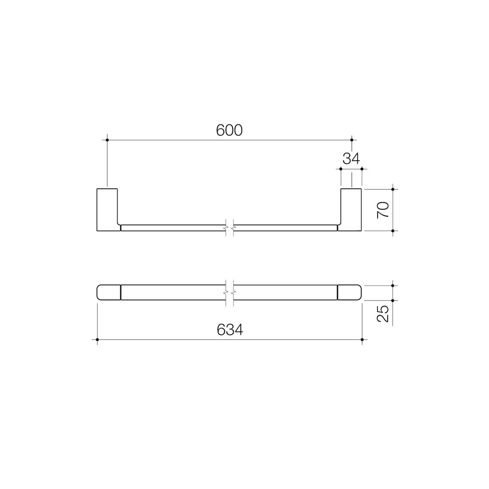 Luna Single Towel Rail 630mm gallery detail image