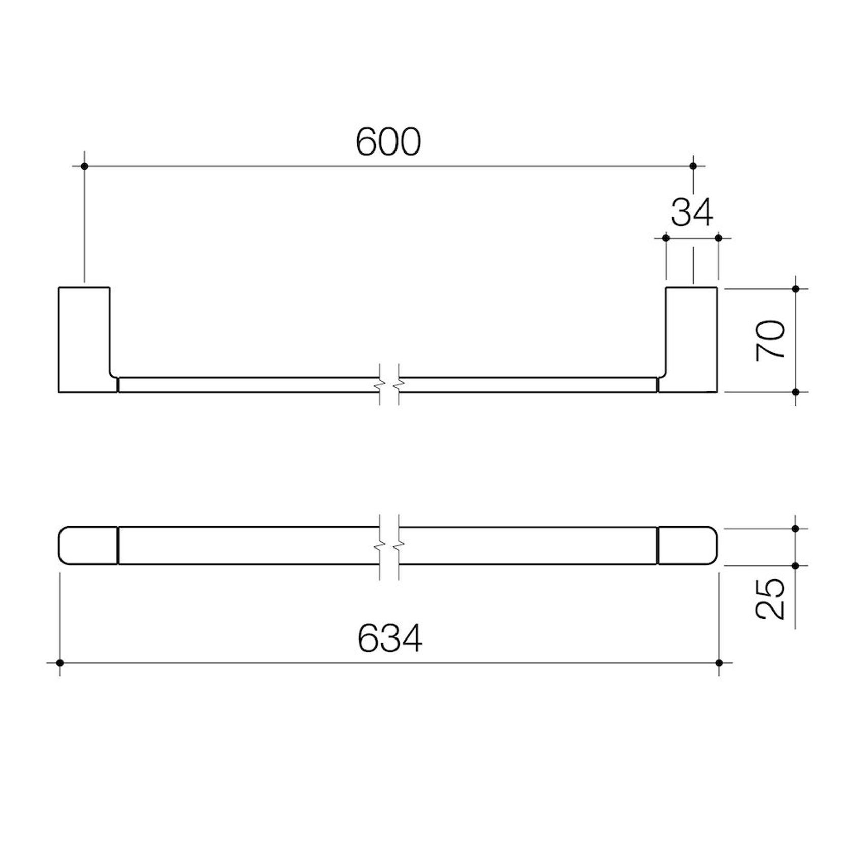 Luna Single Towel Rail 630mm gallery detail image