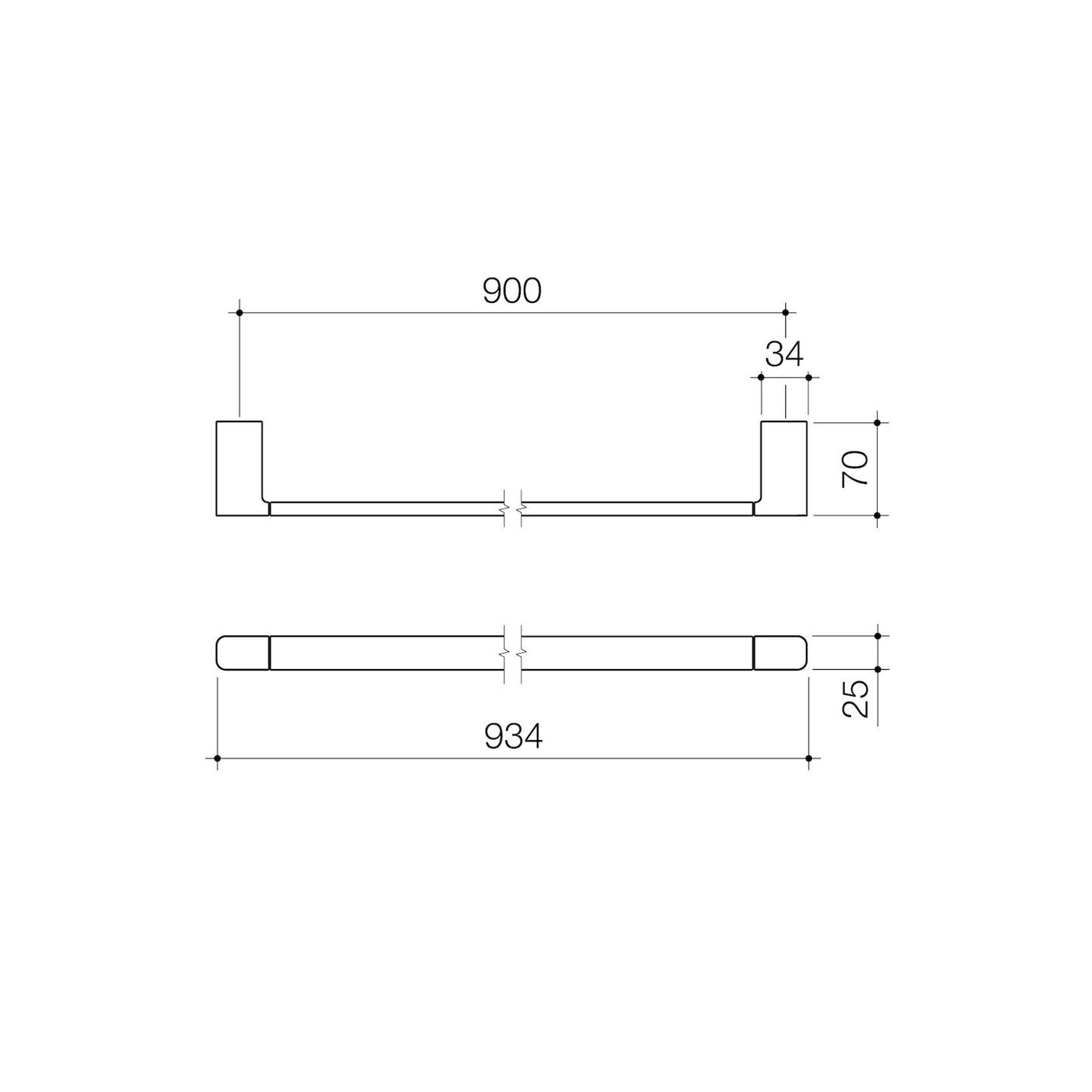 Luna Single Towel Rail 930mm gallery detail image