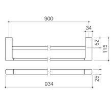 Luna Double Towel Rail 930mm gallery detail image