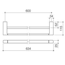 Luna Double Towel Rail 630mm gallery detail image