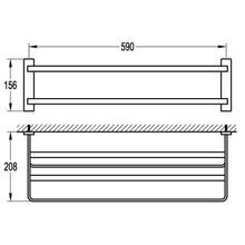 Cubic Long Towel Shelf and Rail 610mm Chrome gallery detail image