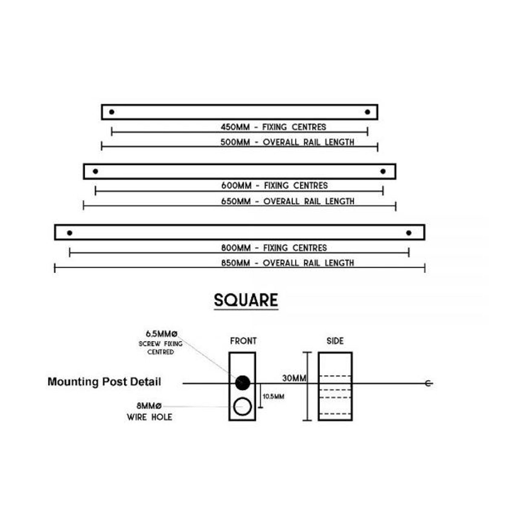 Towel Rail Bar Square 12V 650mm Chrome gallery detail image