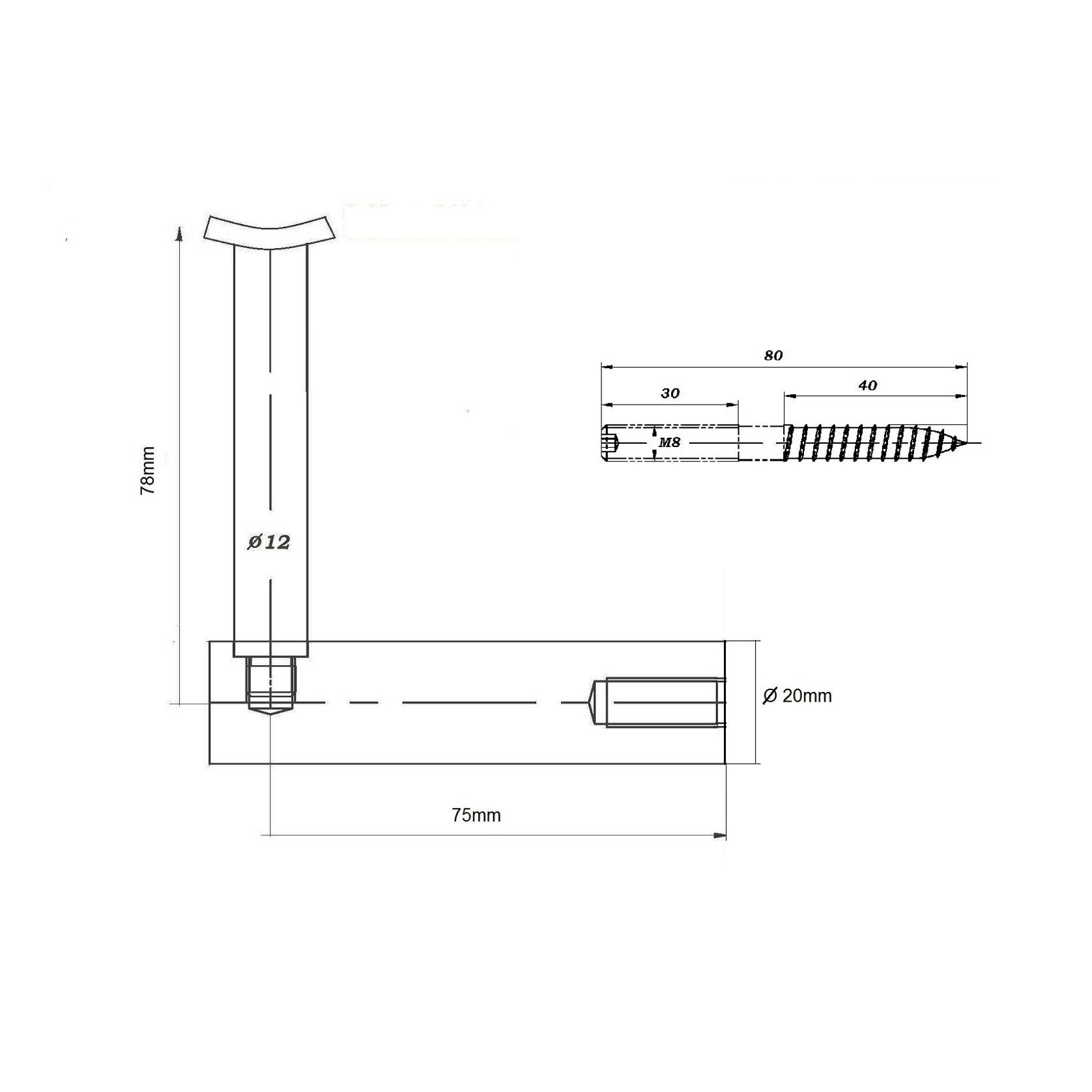 Modena Pico Handrail Bracket gallery detail image