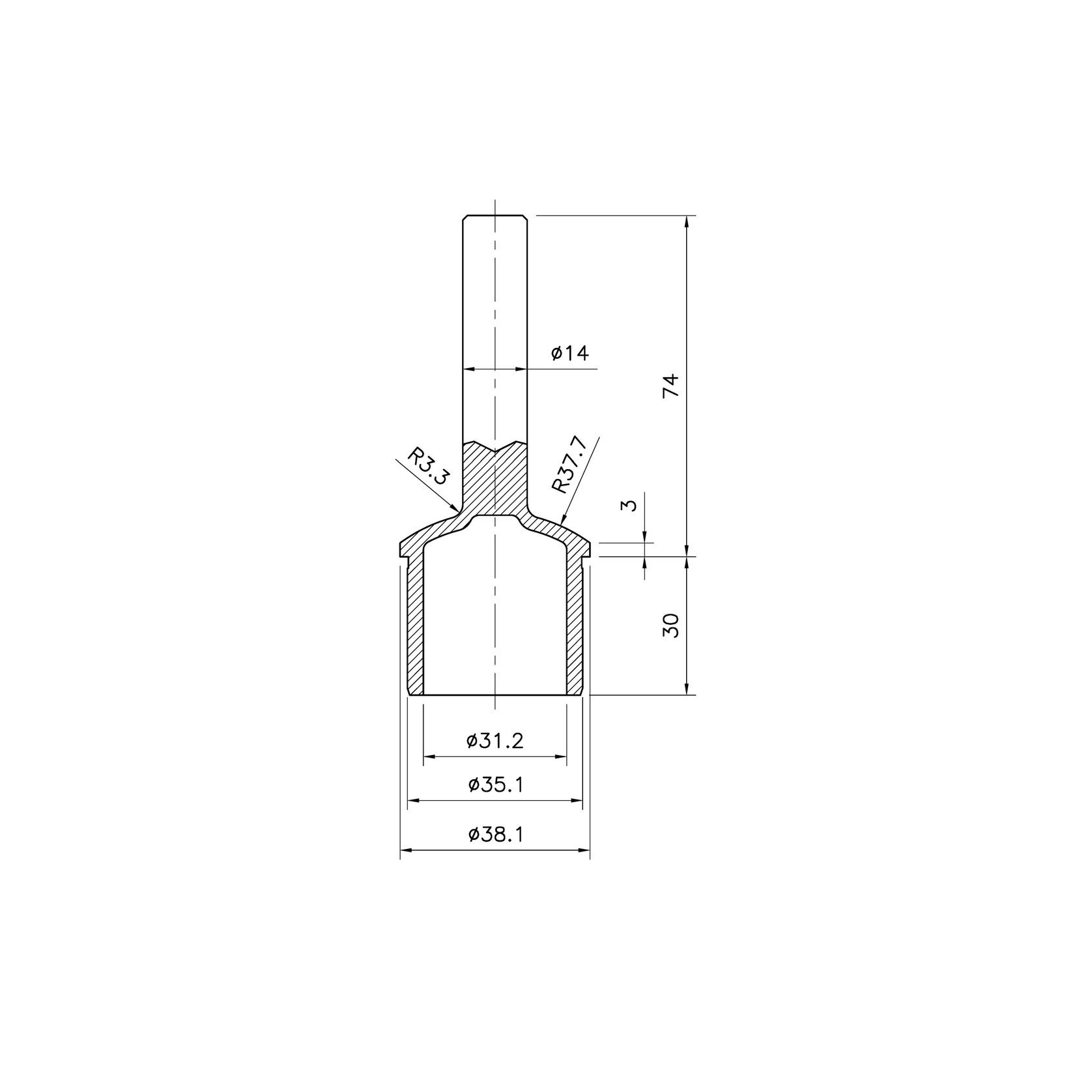 38mm Post Top - Weld on gallery detail image