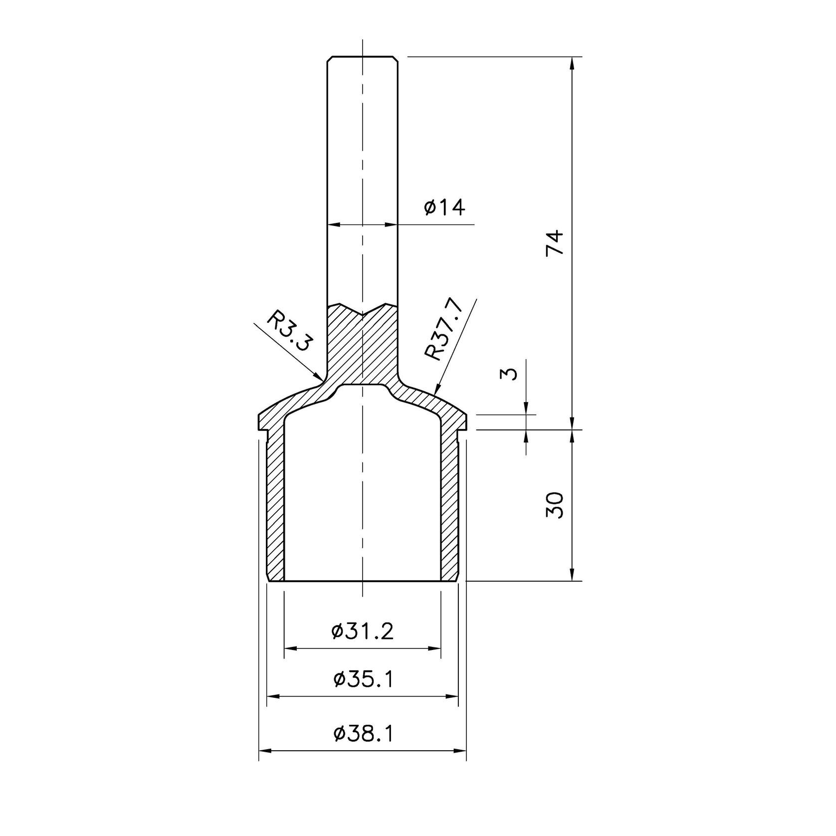 38mm Post Top - Weld on gallery detail image