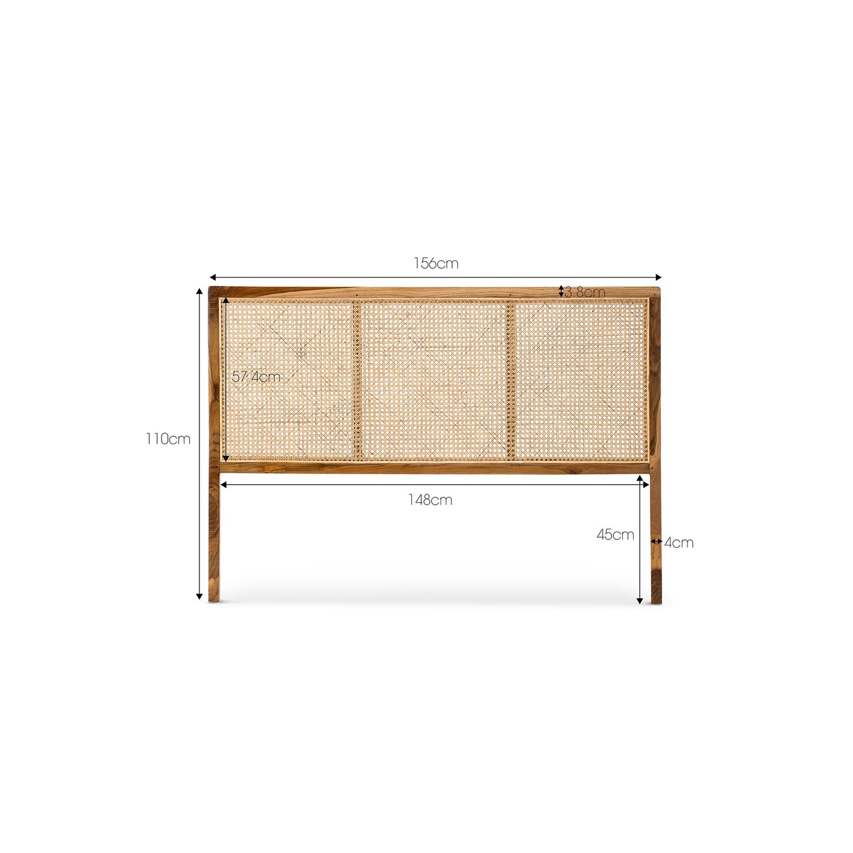Lazie Woven Rattan Cane Queen Bedhead | Natural & Teak gallery detail image