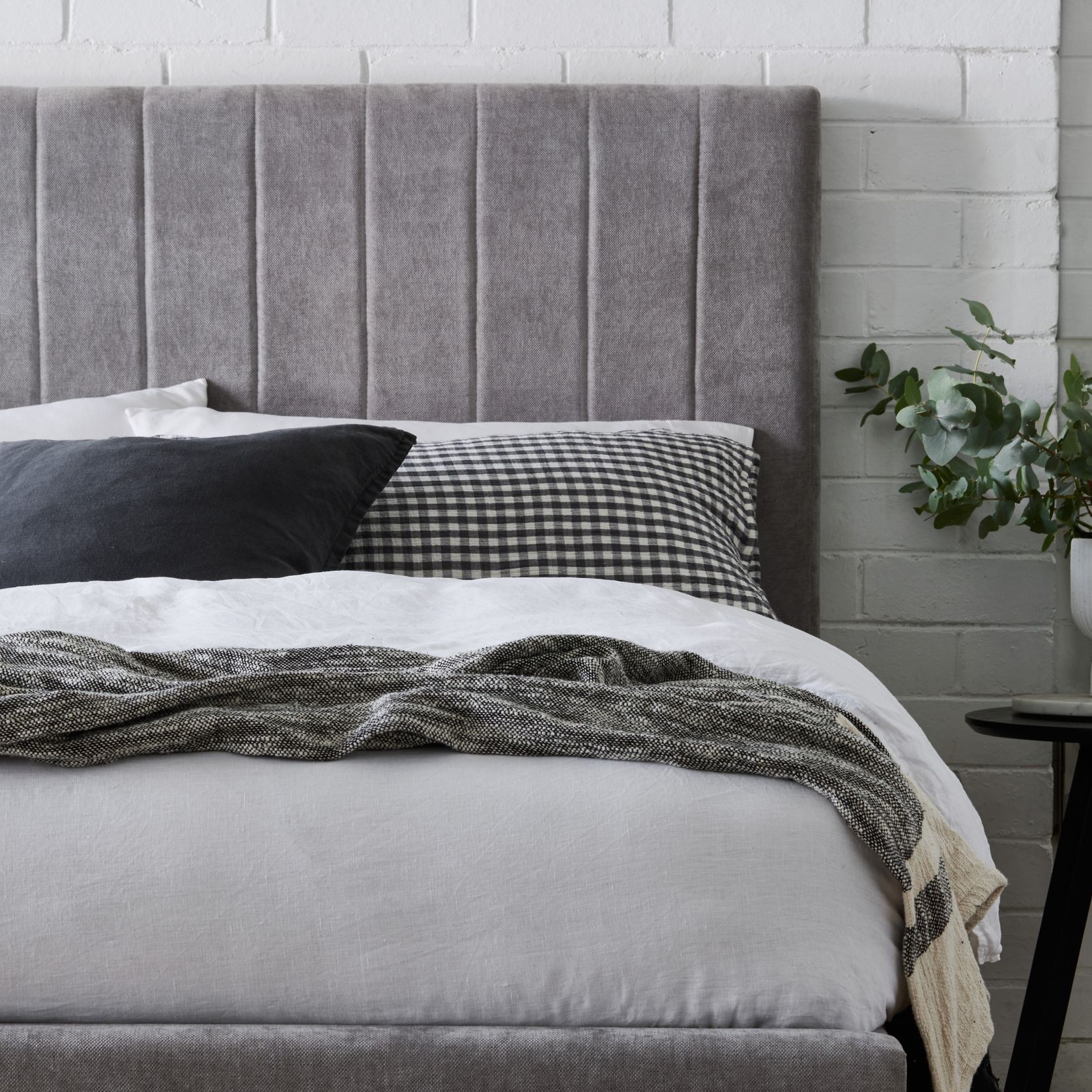 Cannes Double Upholstered Headboard | Grey gallery detail image