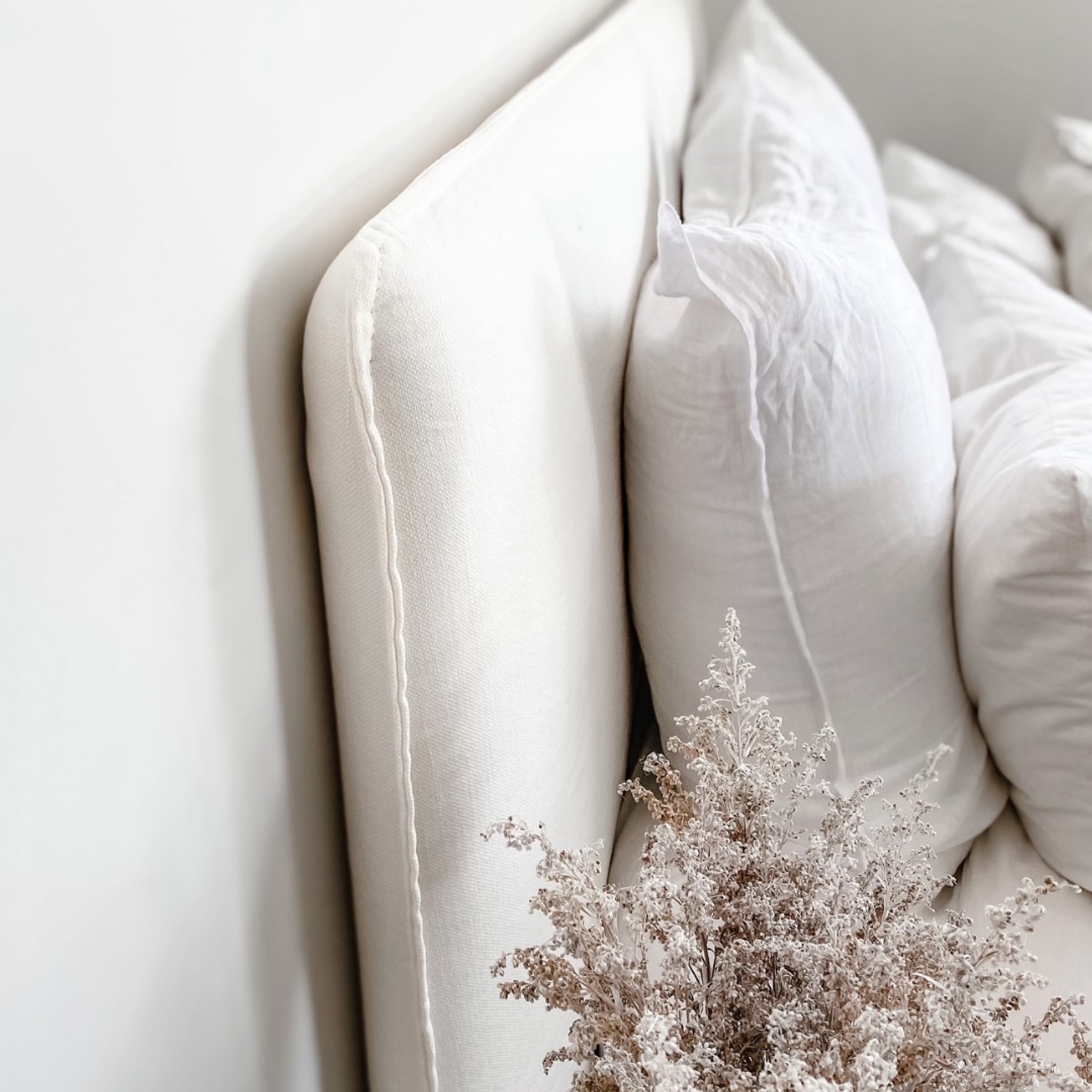 Harlow Slip Cover Headboard - Ivory - Queen gallery detail image