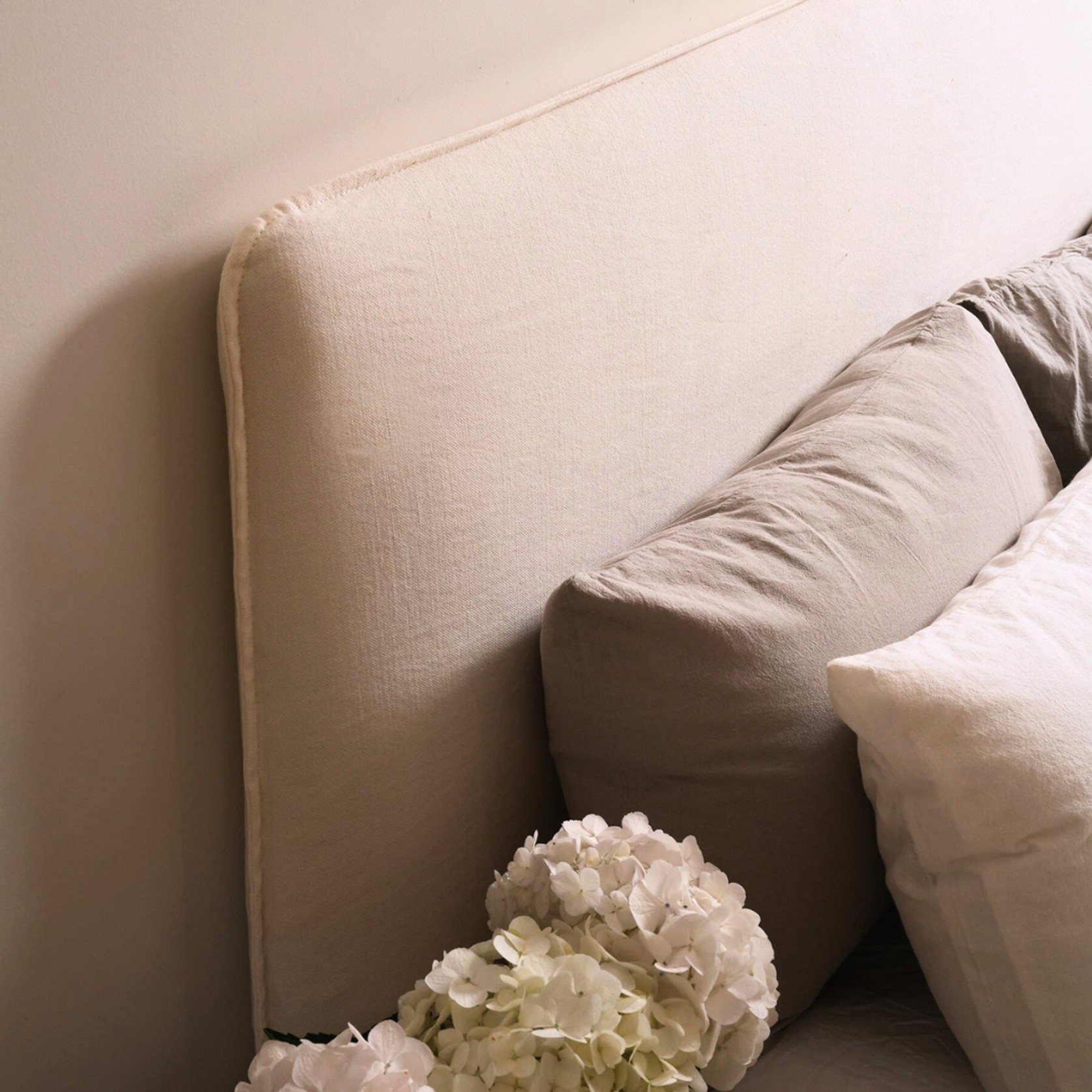 Harlow Slip Cover Headboard - Ivory - Queen gallery detail image