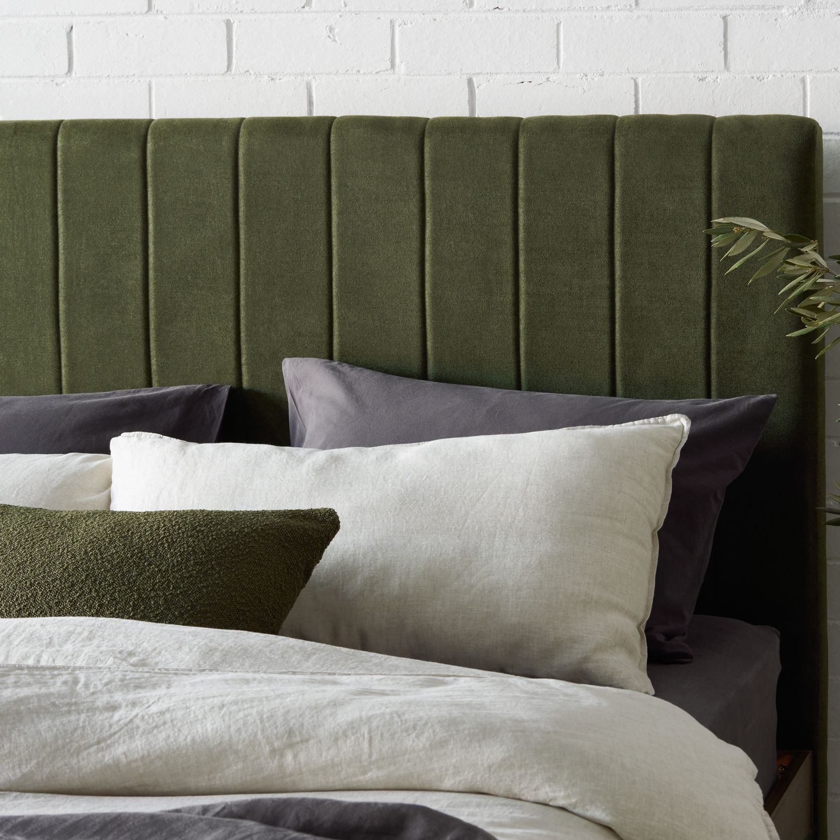 Cannes Queen Upholstered Headboard | Green gallery detail image