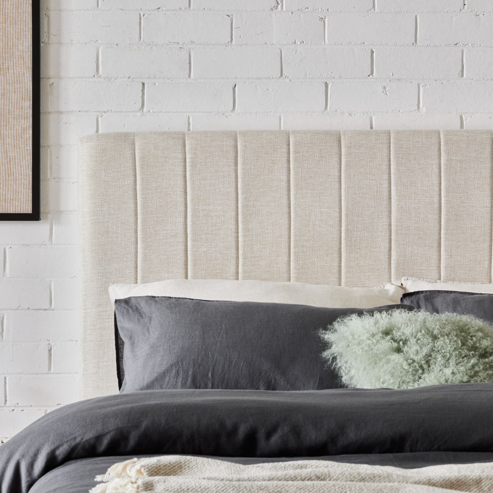 Cannes Queen Upholstered Headboard | Beige gallery detail image