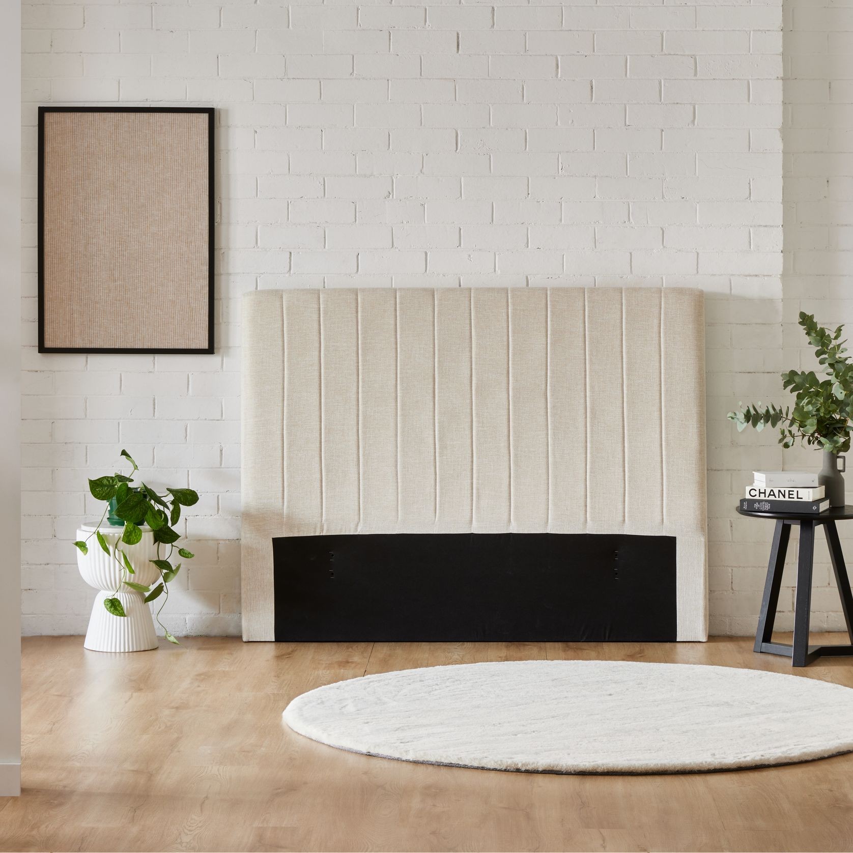 Cannes Queen Upholstered Headboard | Beige gallery detail image
