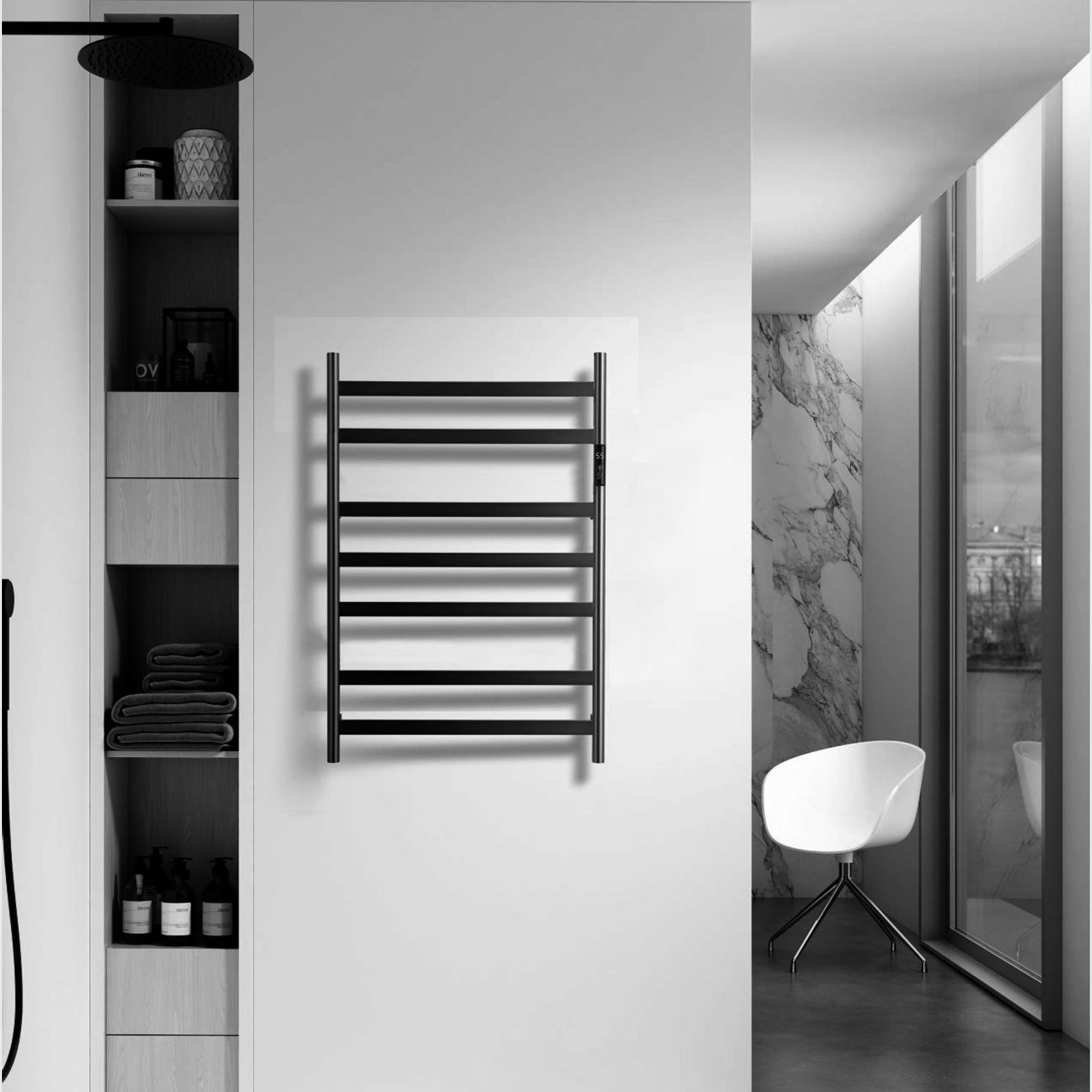 Amaia Heated Towel Rail 7 Bar With Timer & Temp Setting ArchiPro NZ
