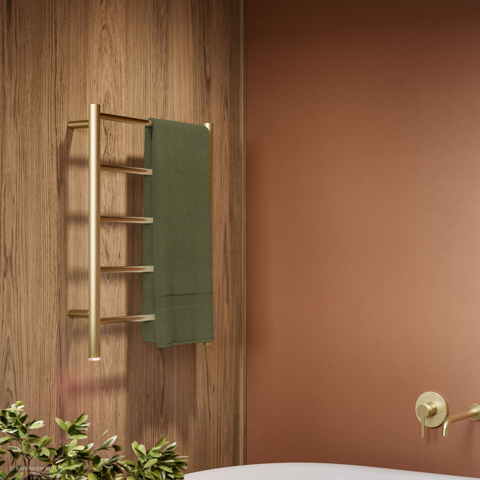 NATURAL 5 Bar 500mm Straight Heated Towel Rail with PTSelect Switch gallery detail image