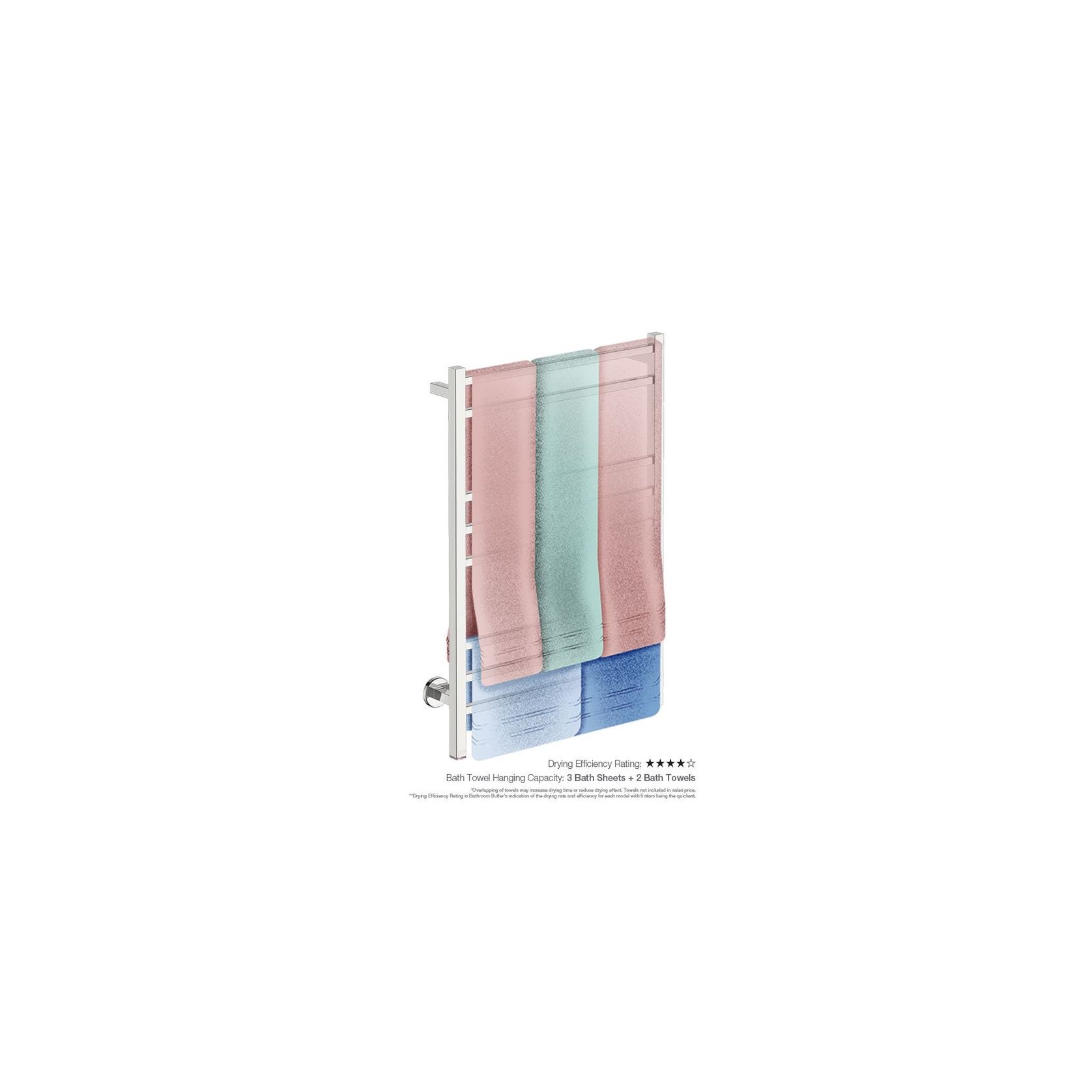 CUBIC 8 Bar 650mm Straight Heated Towel Rail with PTSelect Switch gallery detail image