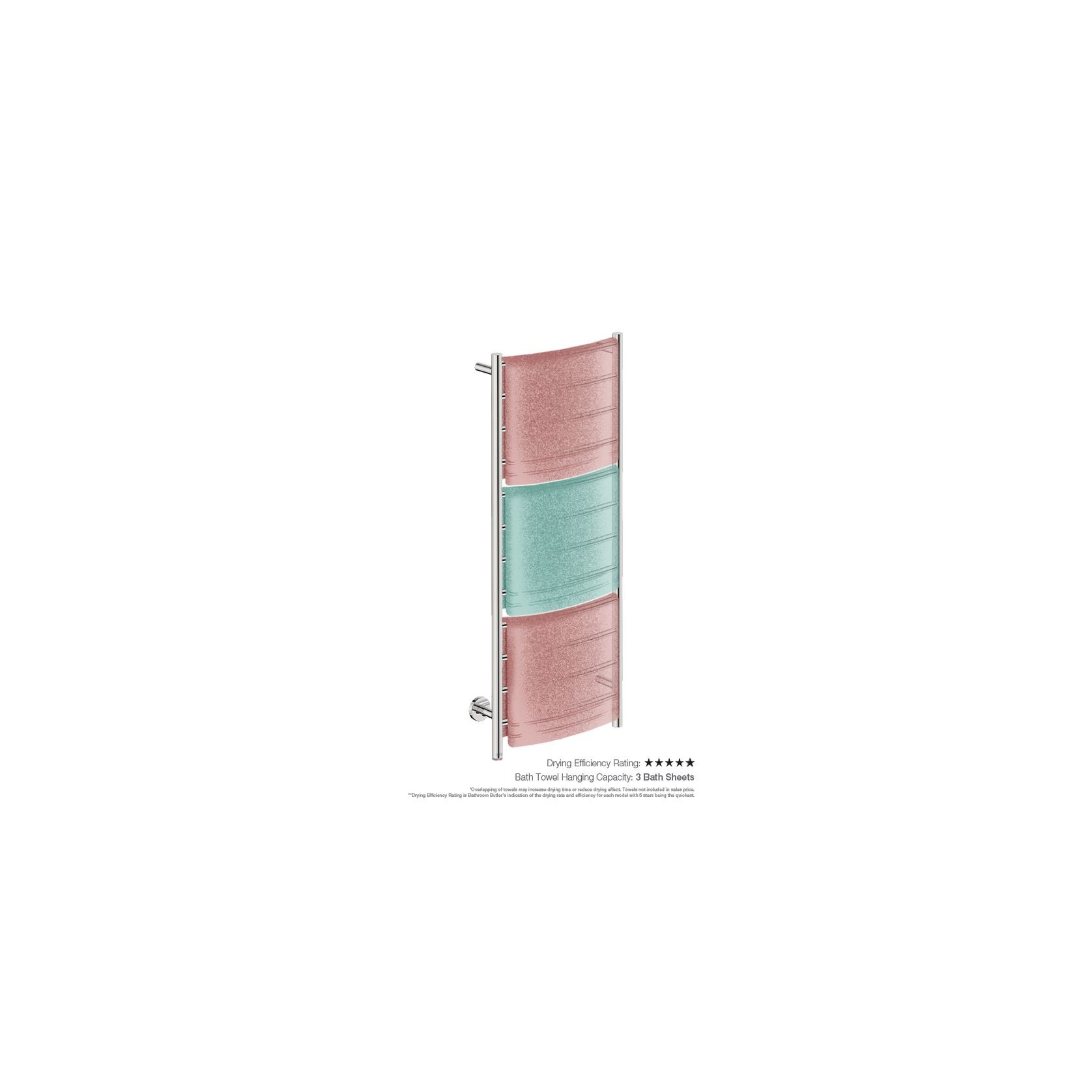 NATURAL 12 Bar 500mm Curved Heated Towel Rail with PTSelect Switch gallery detail image