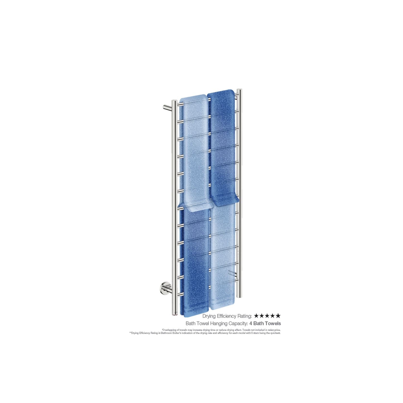 NATURAL 12 Bar 500mm Straight Heated Towel Rail with PTSelect Switch gallery detail image