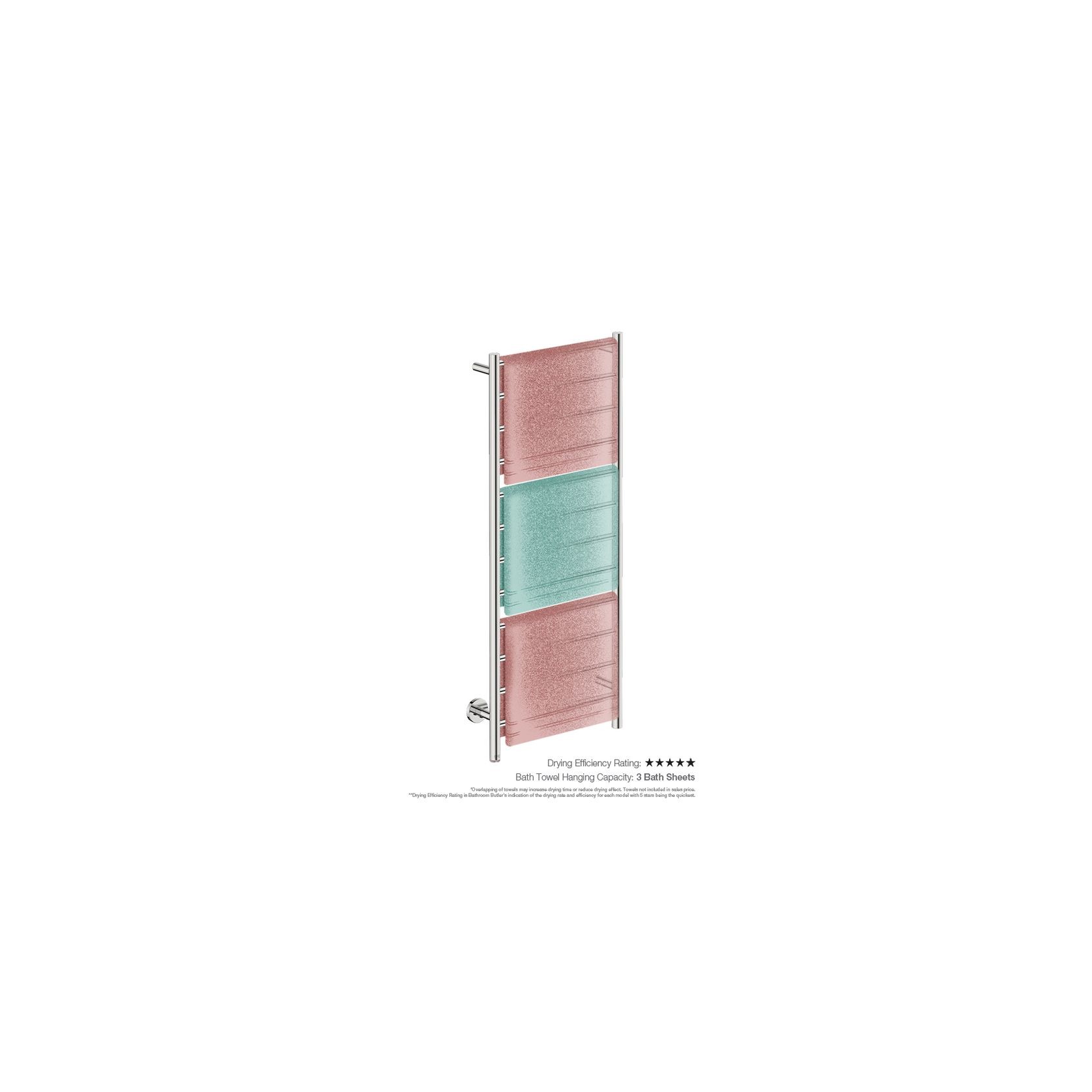 NATURAL 12 Bar 500mm Straight Heated Towel Rail with PTSelect Switch gallery detail image