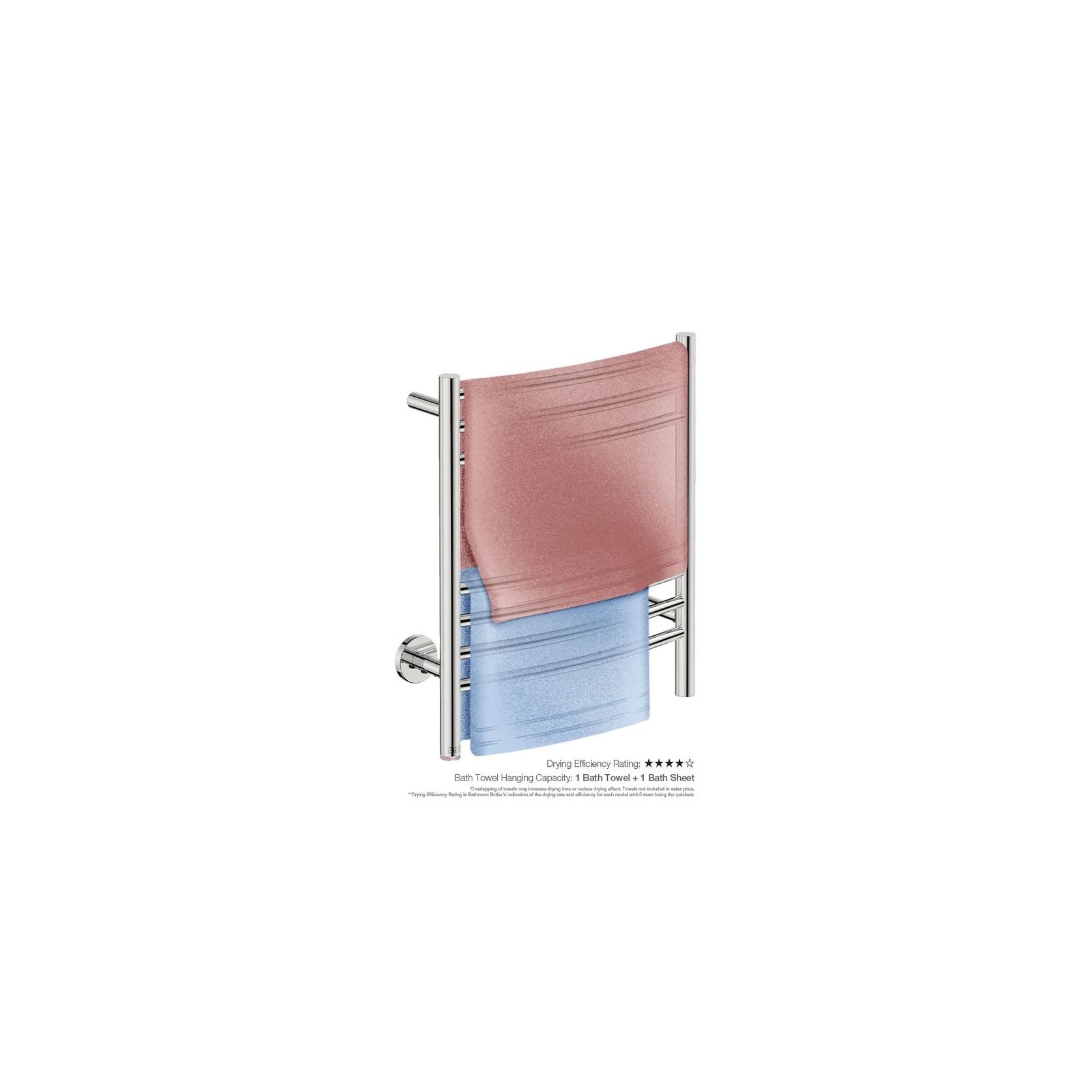 NATURAL 7 Bar 500mm Curved Heated Towel Rail with PTSelect Switch gallery detail image