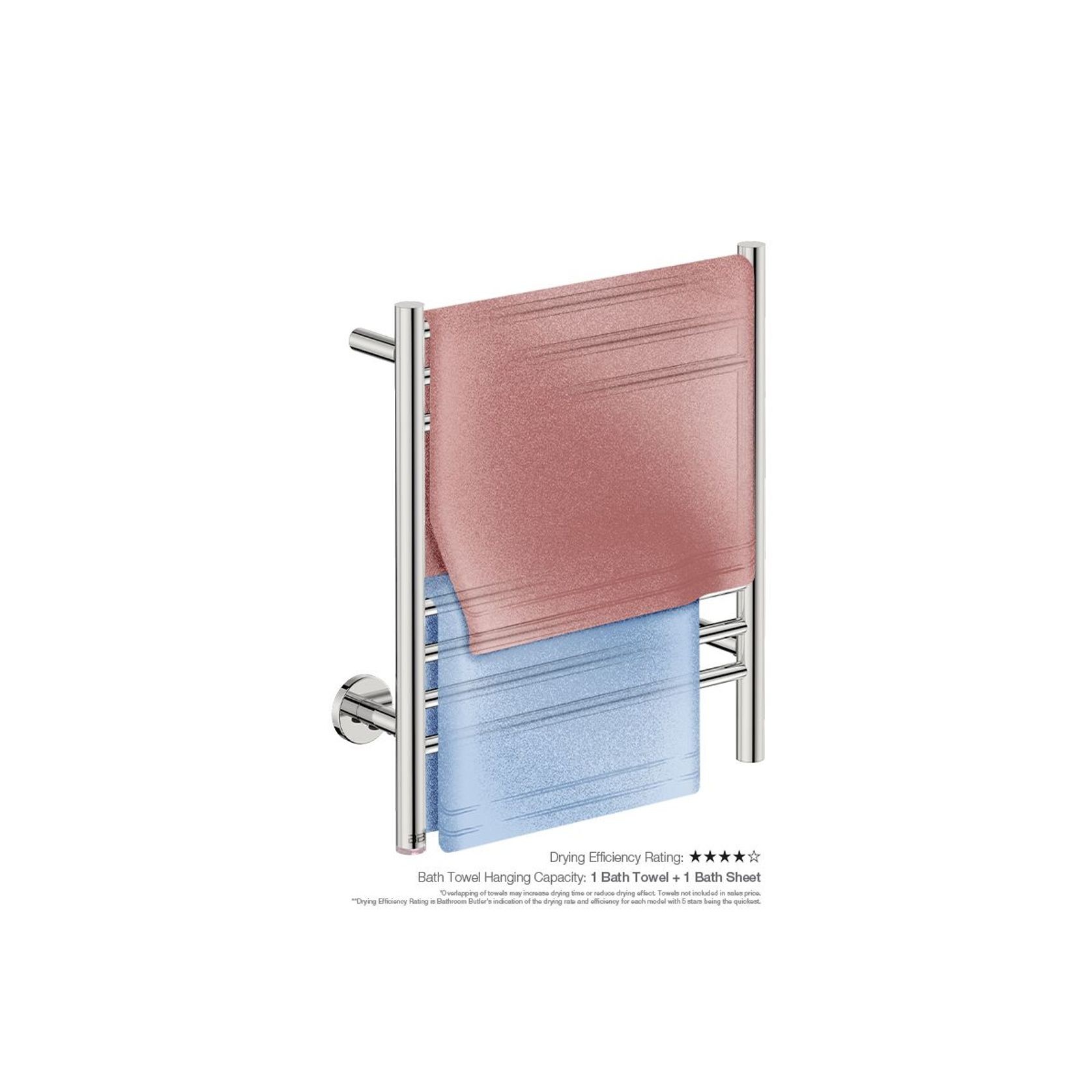 NATURAL 7 Bar 500mm Straight Heated Towel Rail with PTSelect Switch gallery detail image