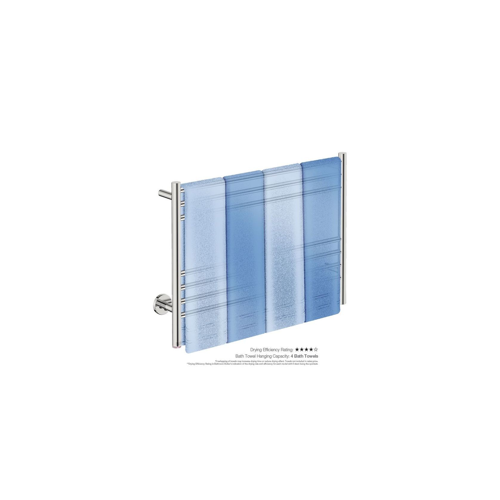 NATURAL 7 Bar 800mm Straight Heated Towel Rail with PTSelect Switch gallery detail image