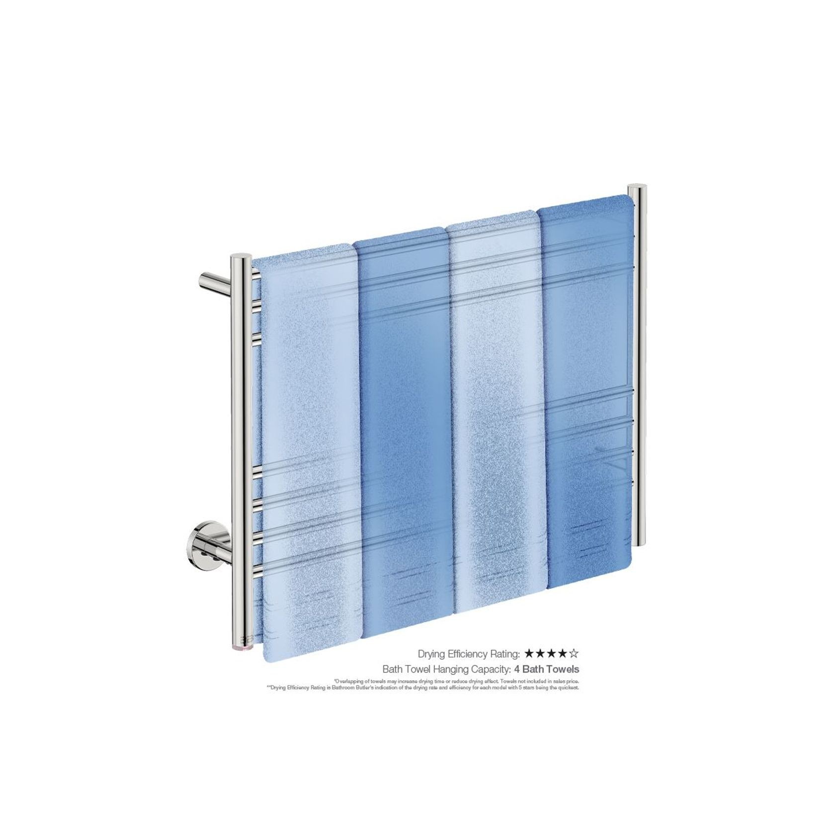 NATURAL 7 Bar 800mm Straight Heated Towel Rail with PTSelect Switch gallery detail image