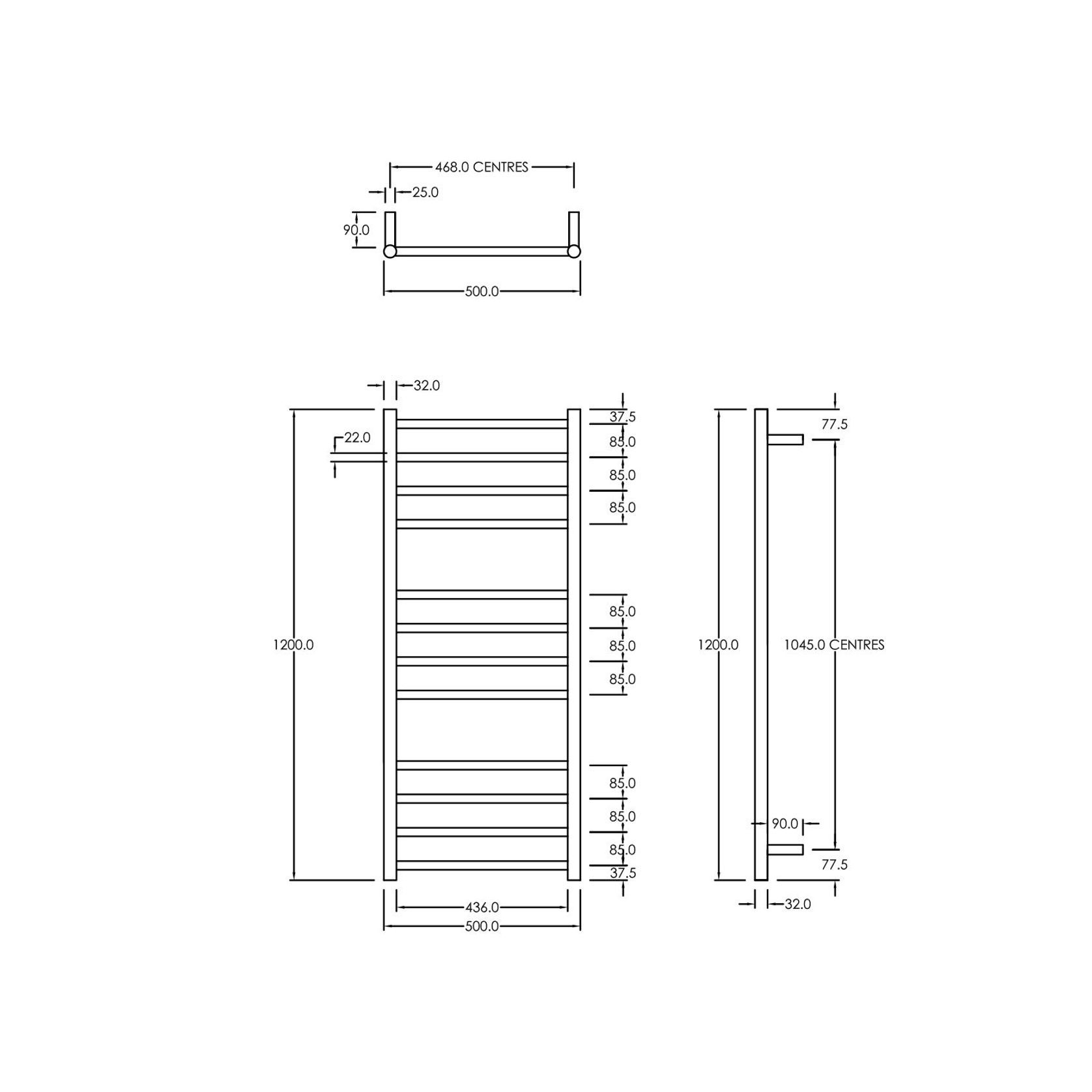 Round Towel Rail 240V 1200 x 500mm Brushed Gold gallery detail image