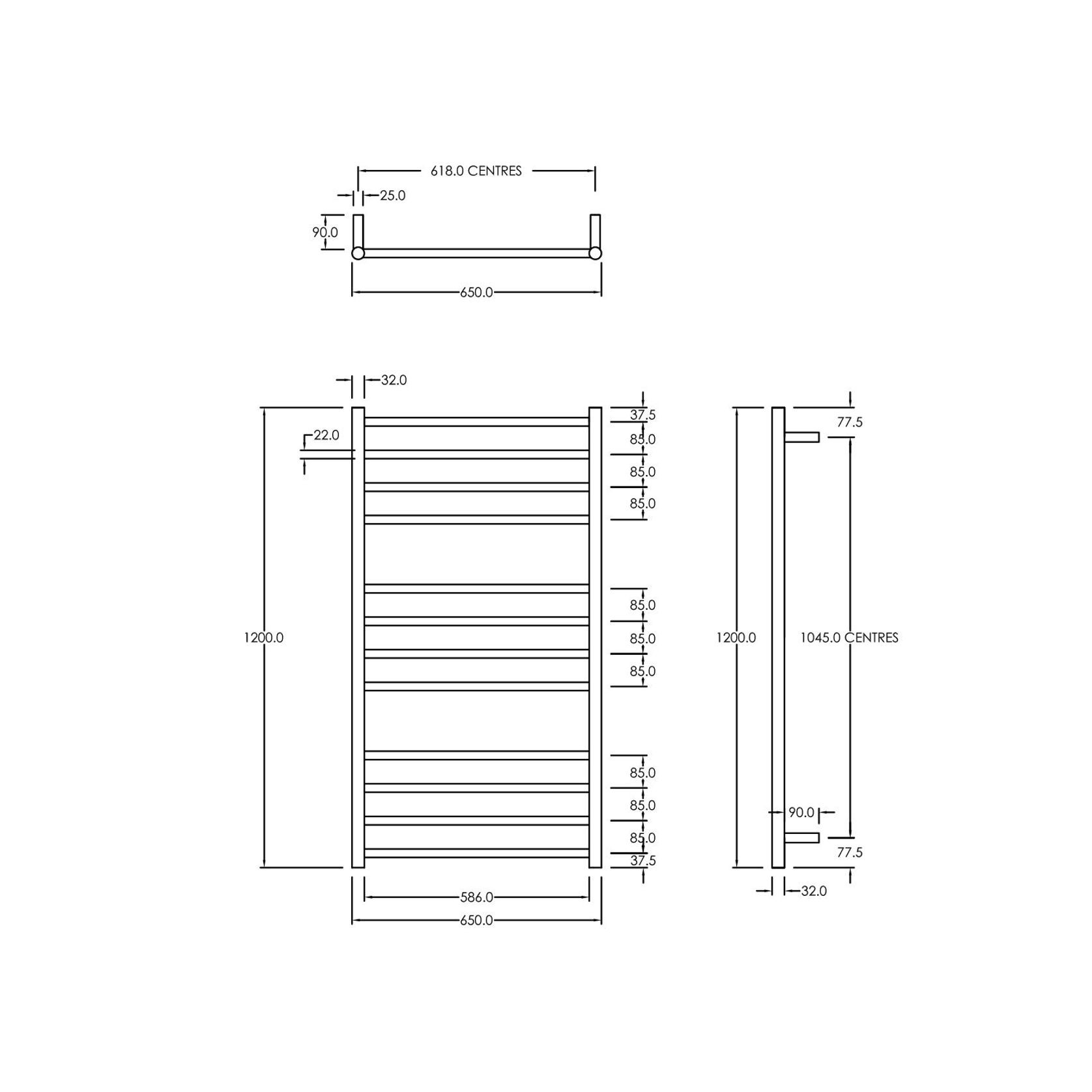 Round Towel Rail 240V 1200 x 650mm Brushed Copper gallery detail image